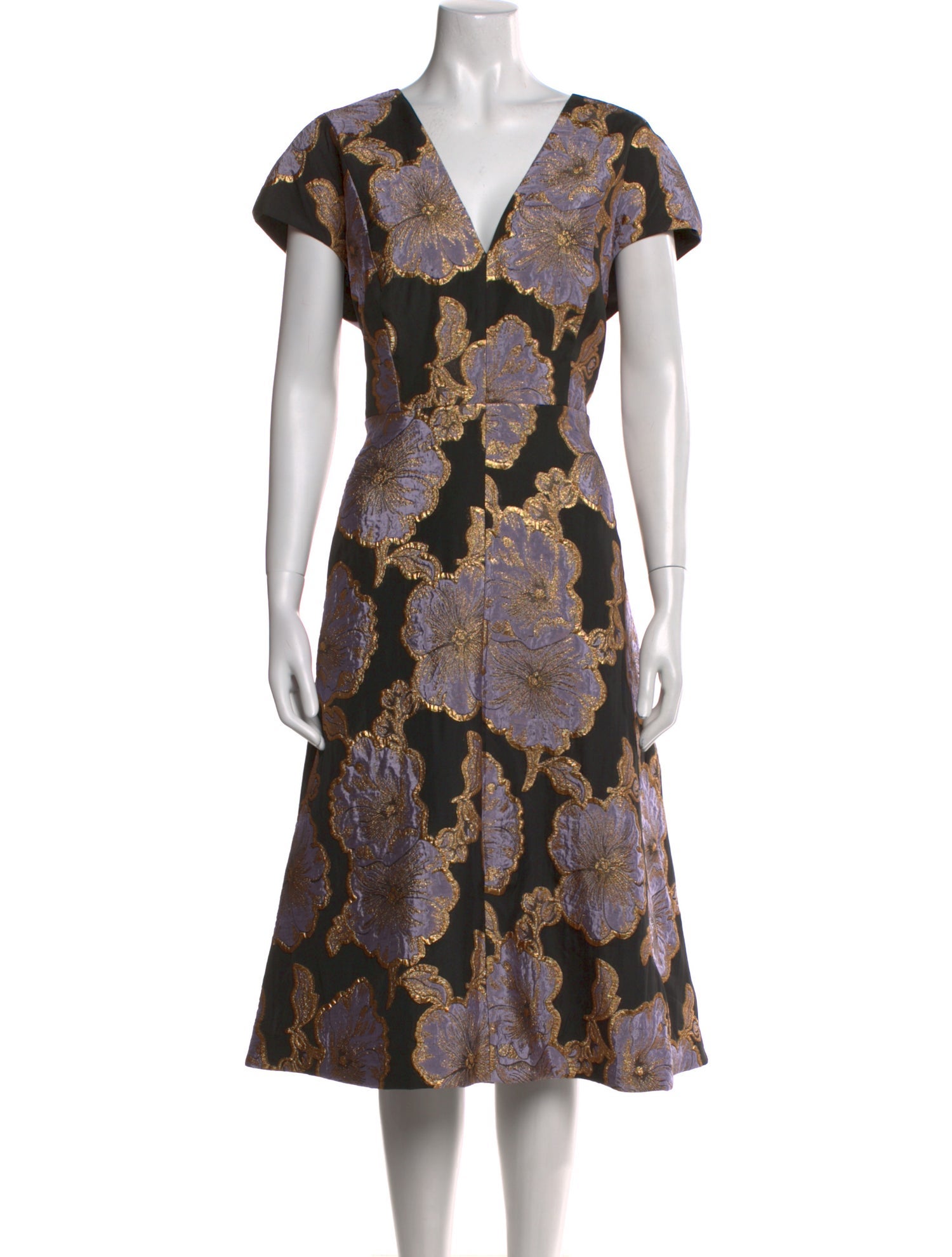 St. John Floral Print Midi Length Dress