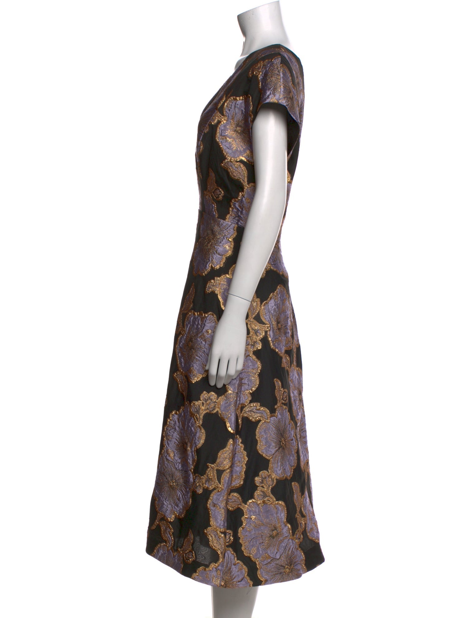 St. John Floral Print Midi Length Dress