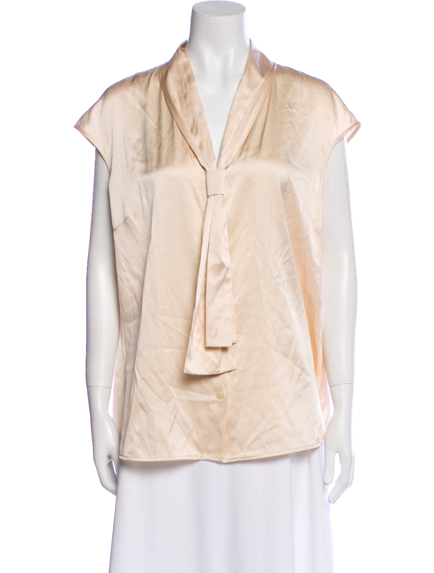 St. John Silk V-Neck Button-Up Top