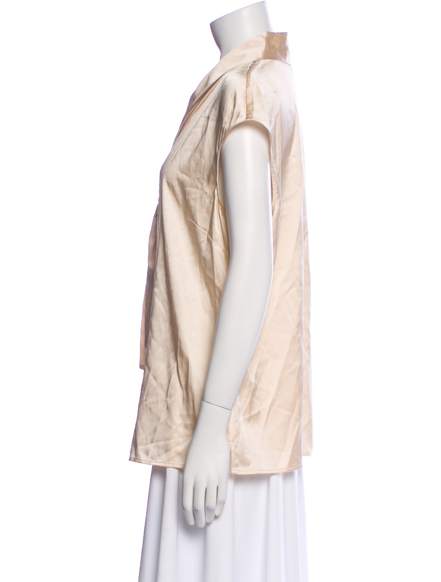 St. John Silk V-Neck Button-Up Top