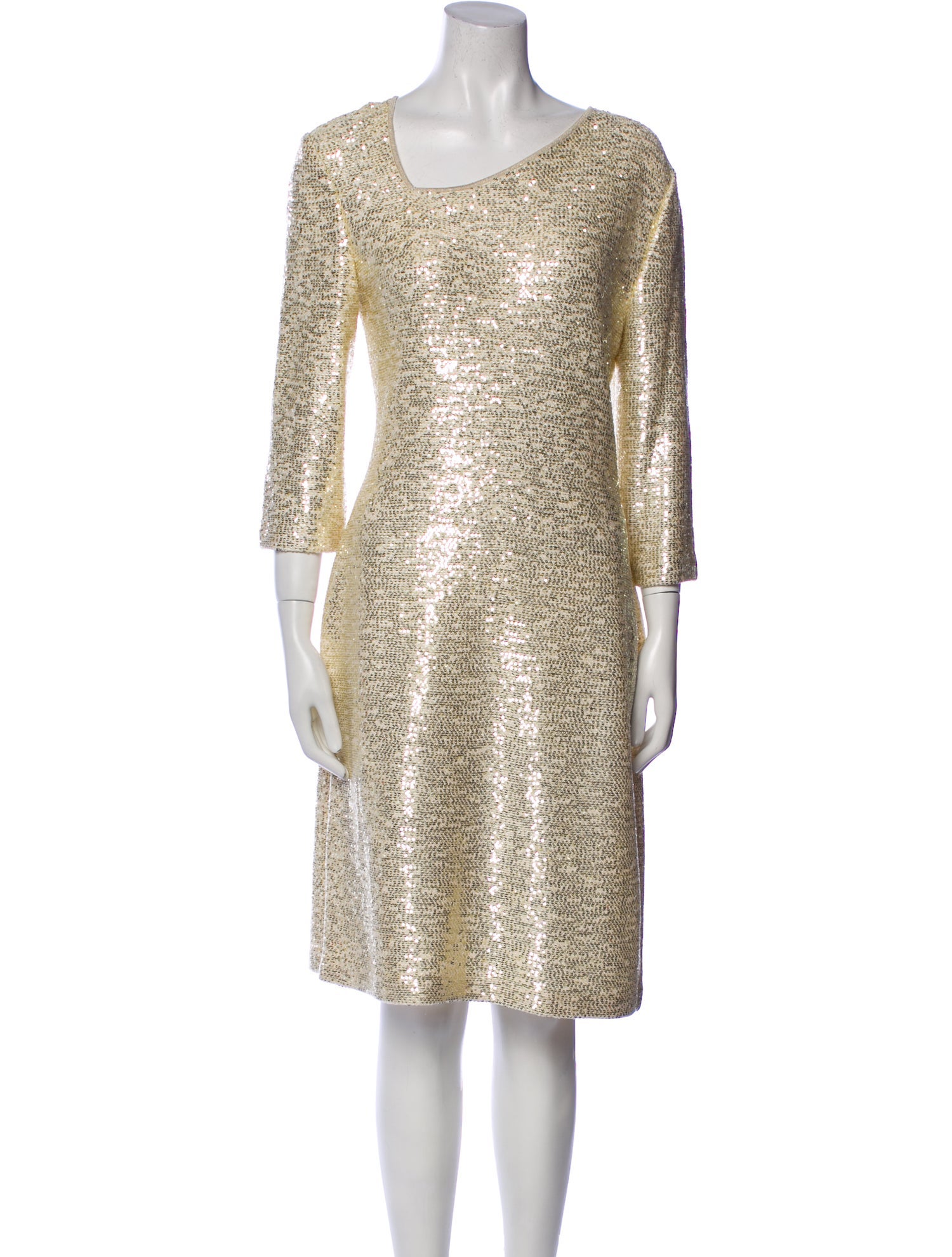 St. John Scoop Neck Knee-Length Dress