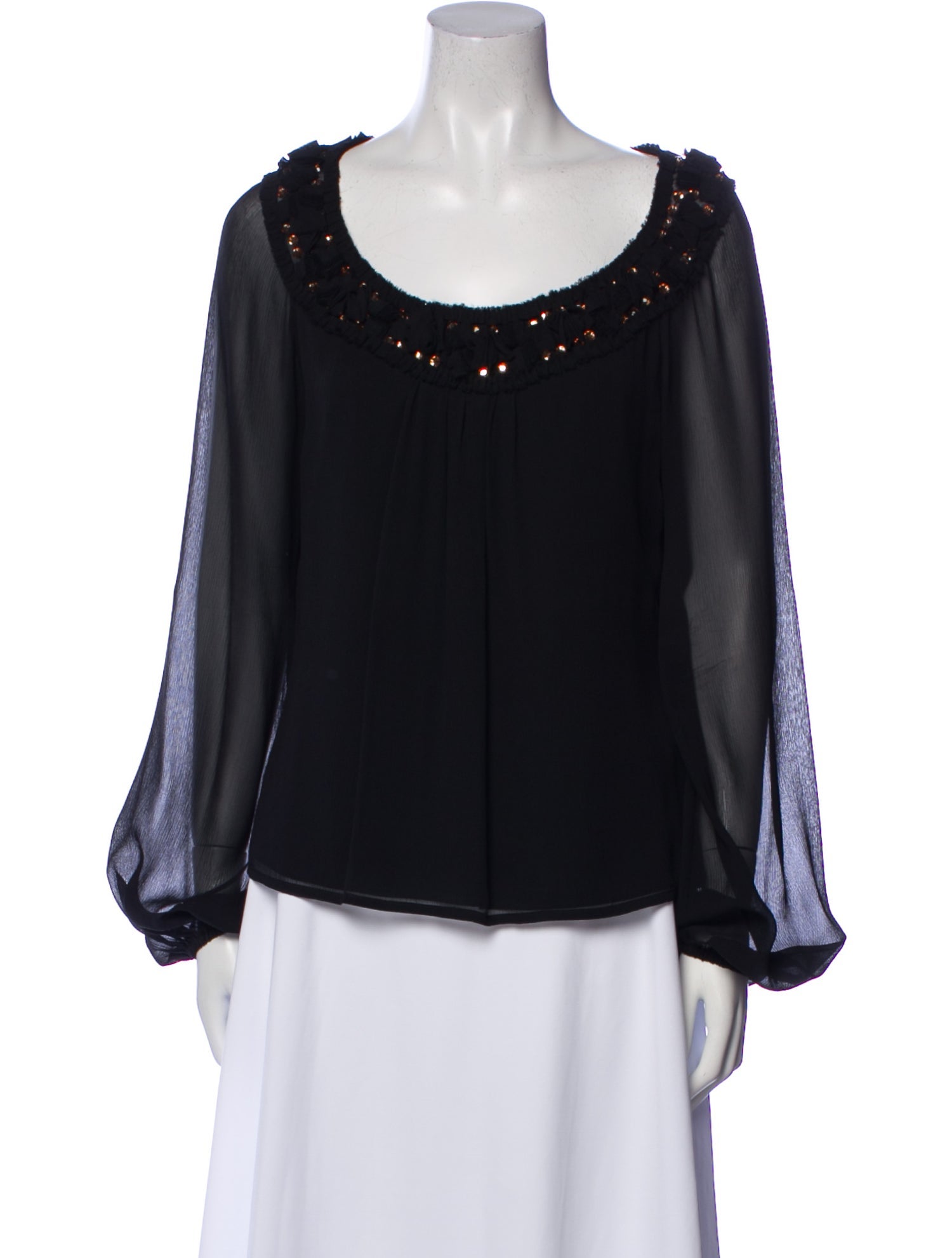 St. John Scoop Neck Long Sleeve Blouse