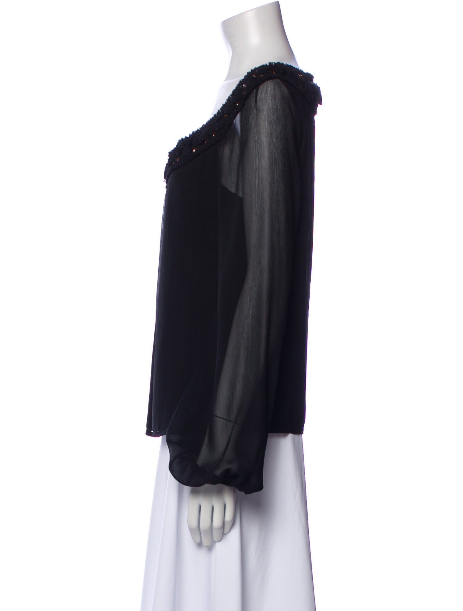 St. John Scoop Neck Long Sleeve Blouse