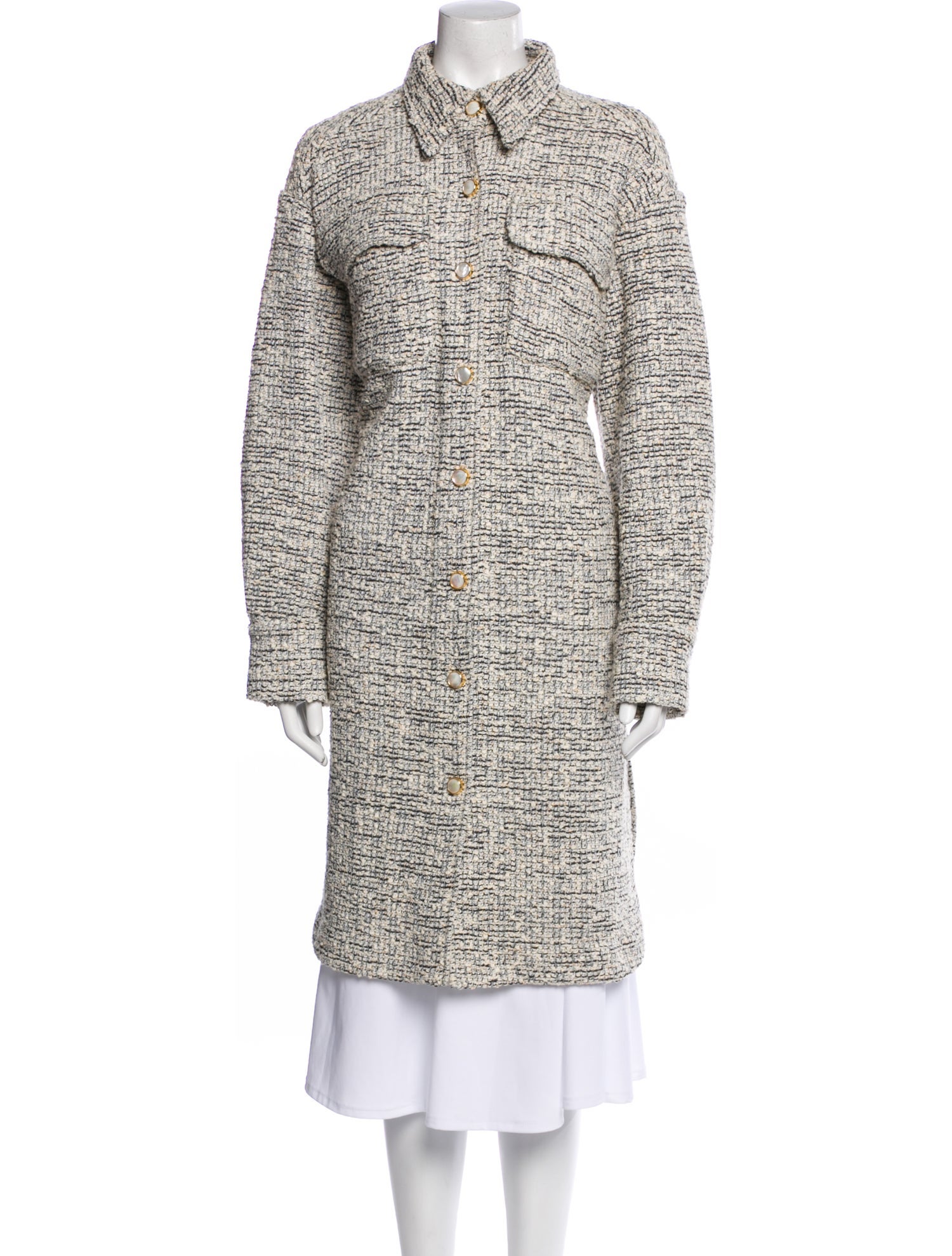 St. John Tweed Pattern Trench Coat