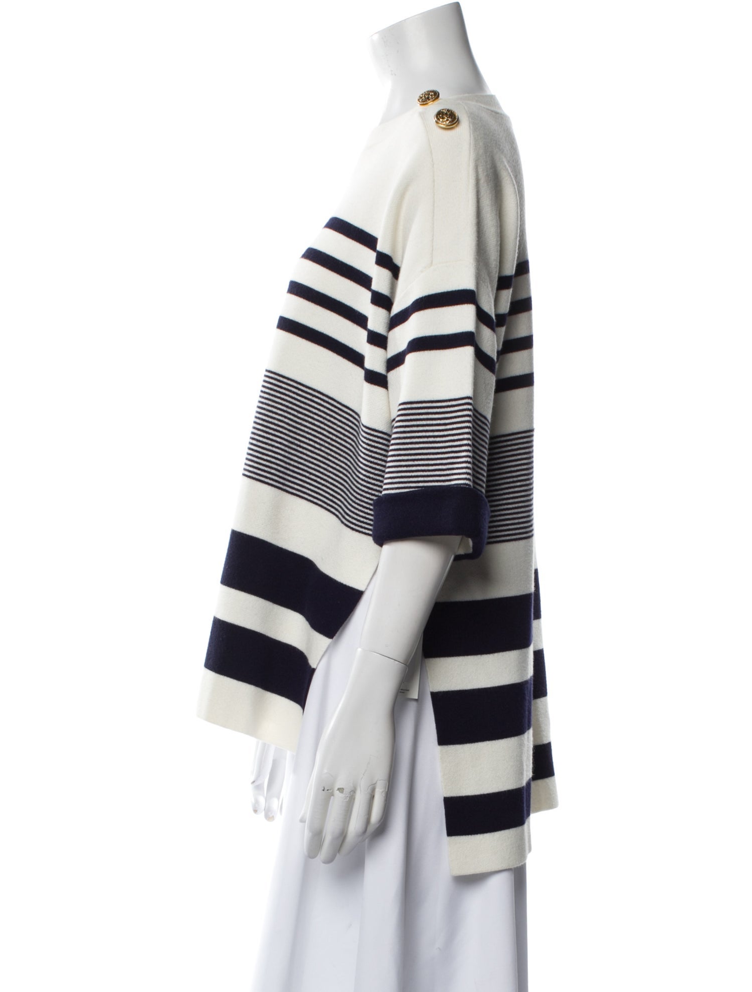 St. John Striped Bateau Neckline Sweater