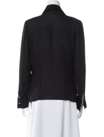 St. John Silk Long Sleeve Button-Up Top