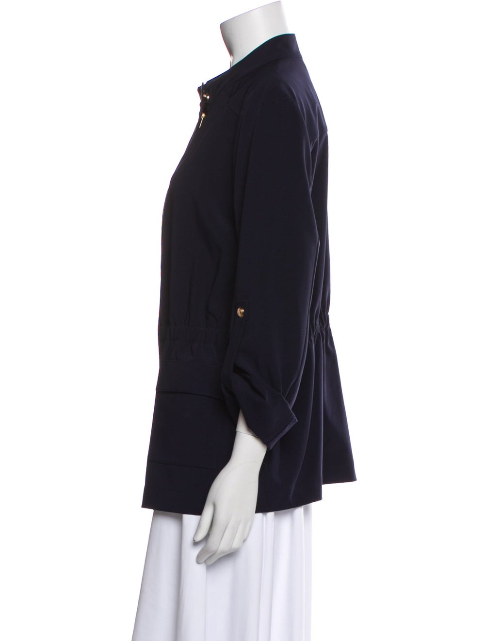 St. John Jacket Blue Stand Collar Patch Pockets & - image 2