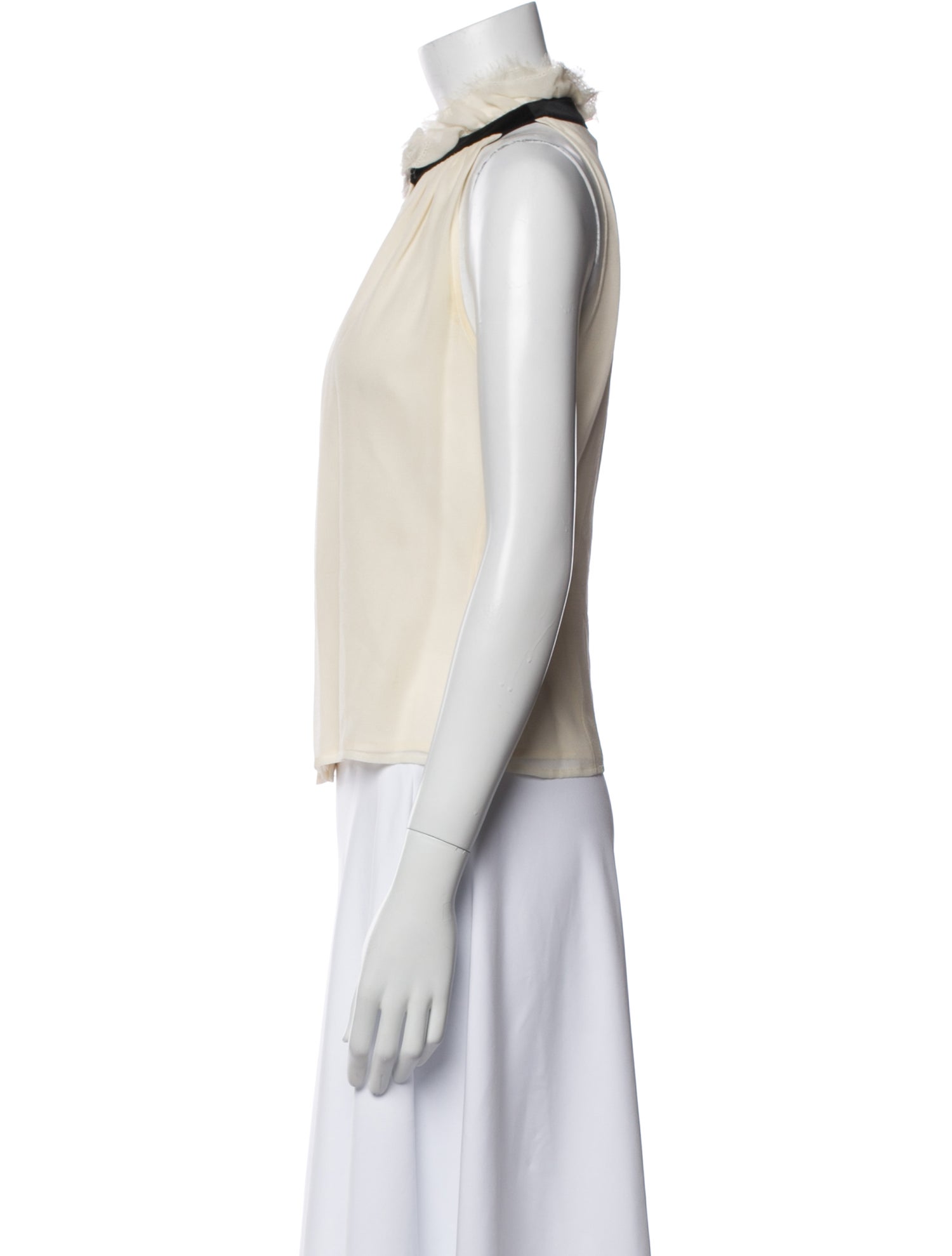 St. John Mock Neck Sleeveless Crop Top