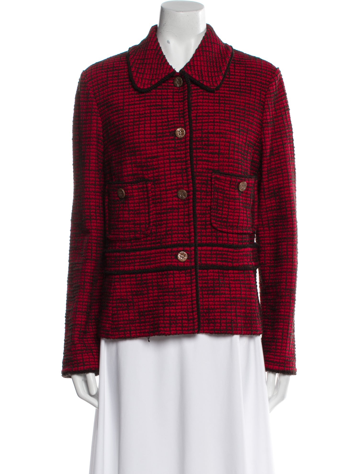 St. John Wool Plaid Print Blazer
