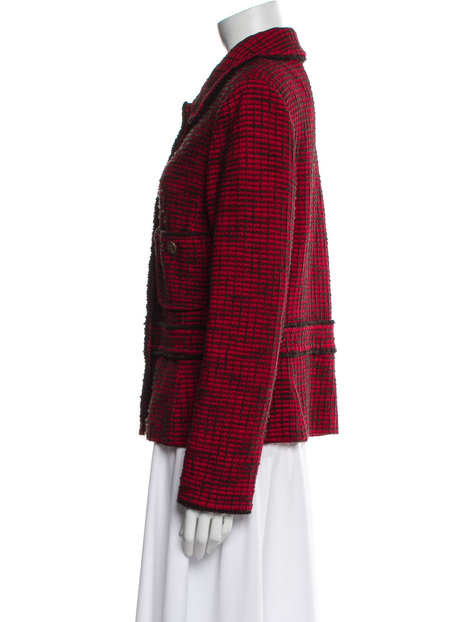 St. John Wool Plaid Print Blazer