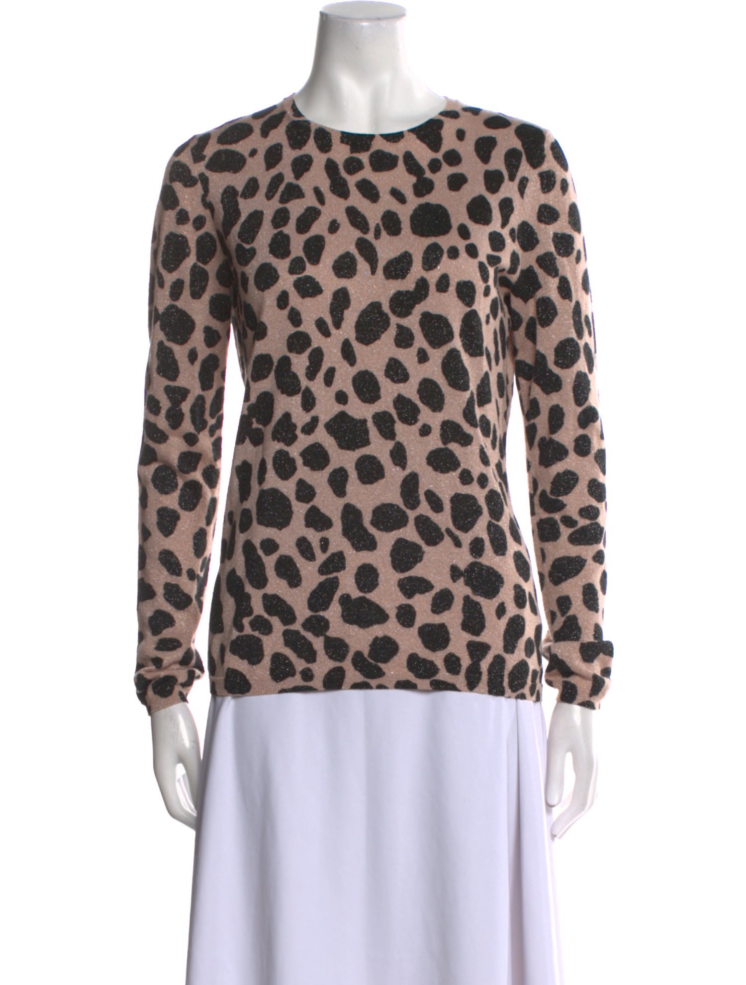 St. John Animal Print Crew Neck Sweater