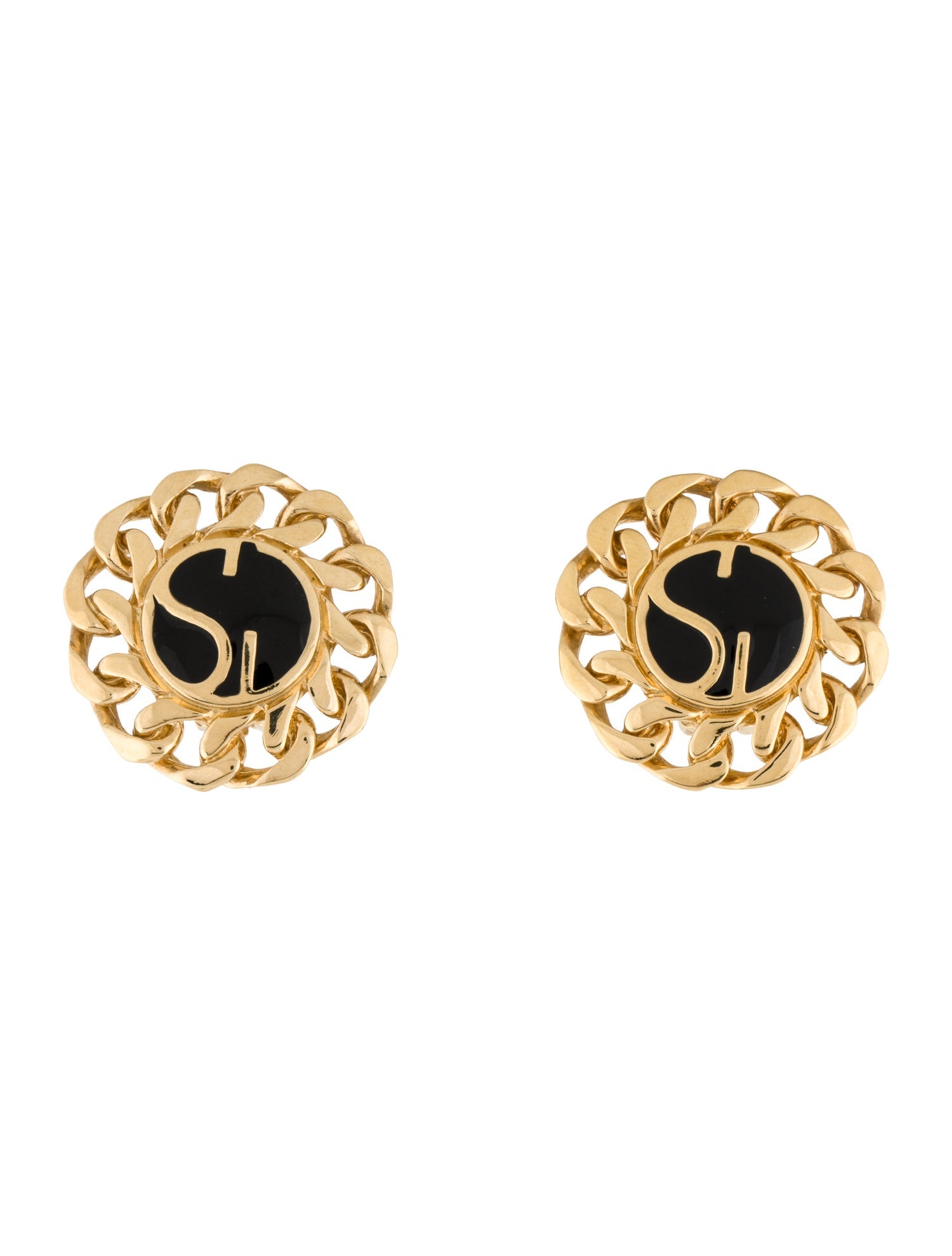 St. John Enamel Logo Clip-On Earrings