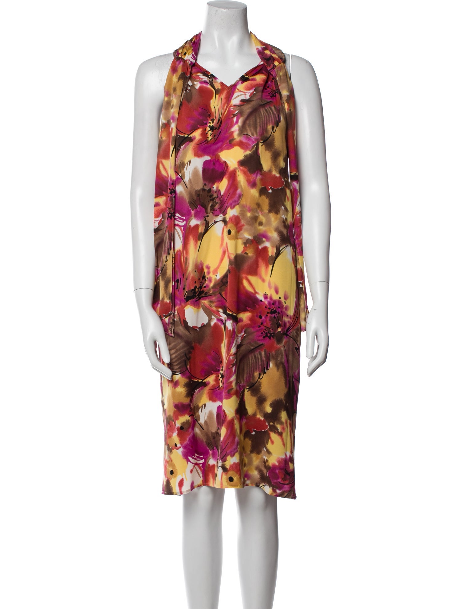 St. John Floral Print Midi Length Dress