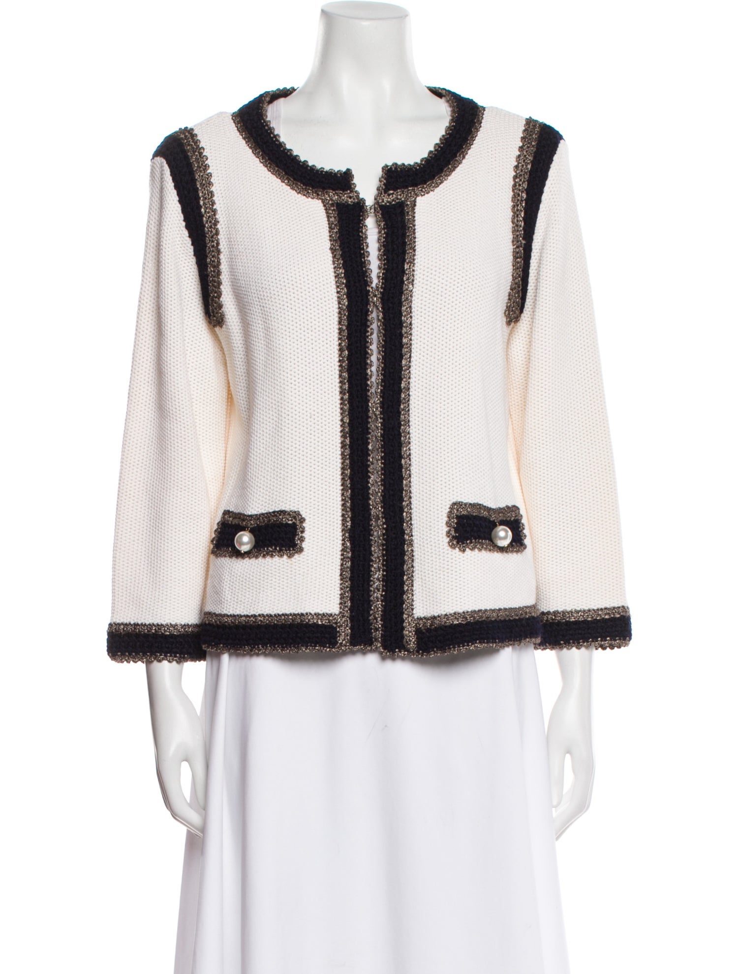 St. John Wool Colorblock Pattern Evening Jacket