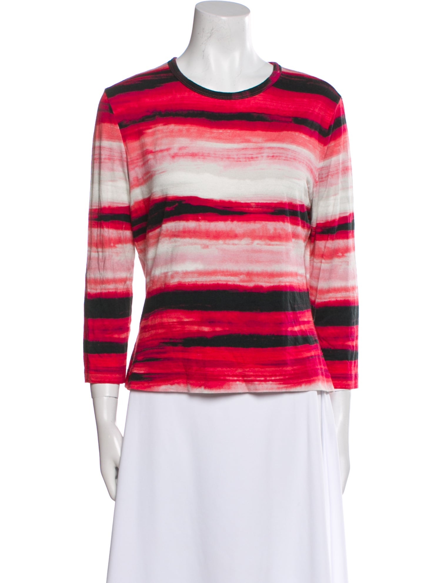 St. John Striped Crew Neck Top
