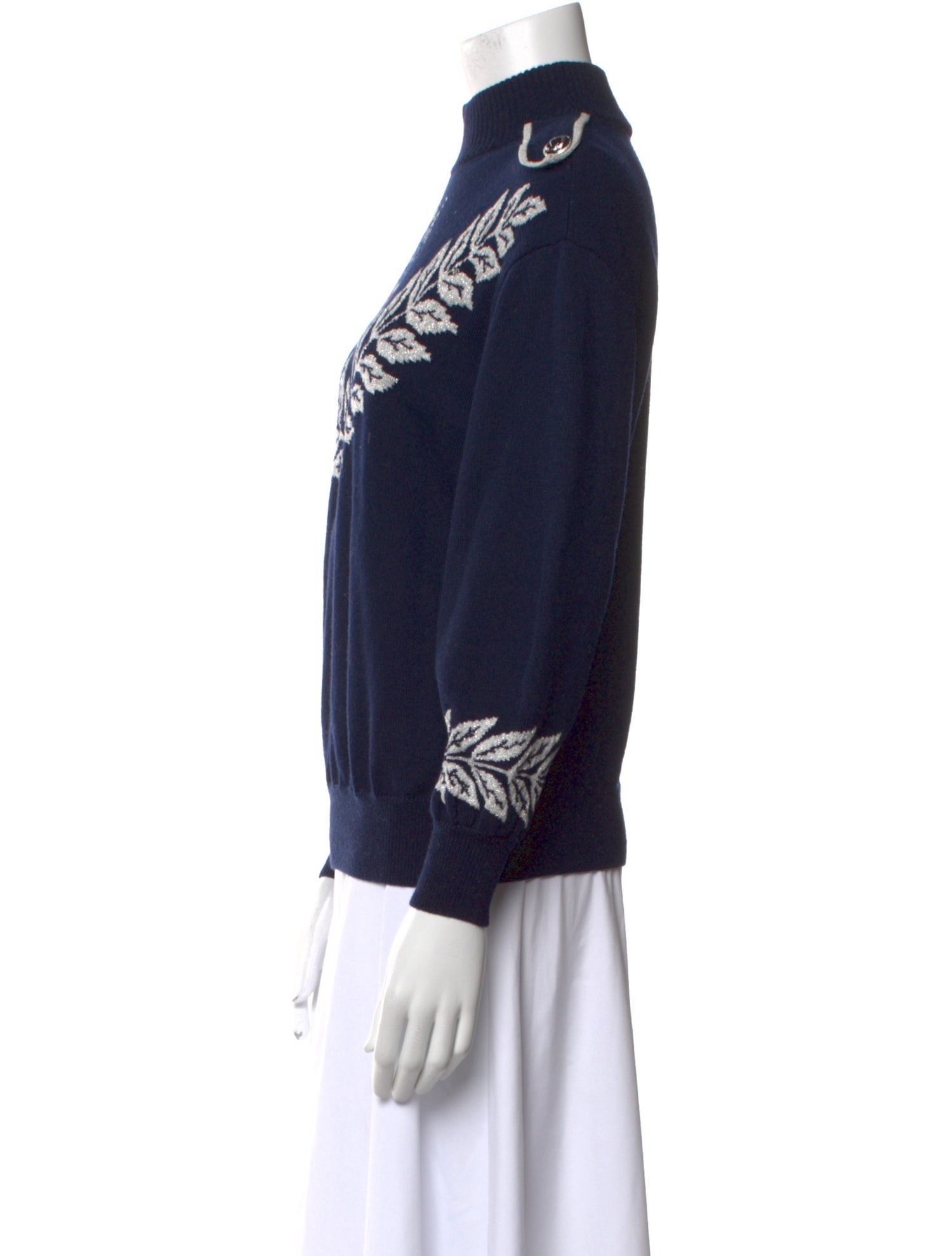 St. John Graphic Print Turtleneck Sweater