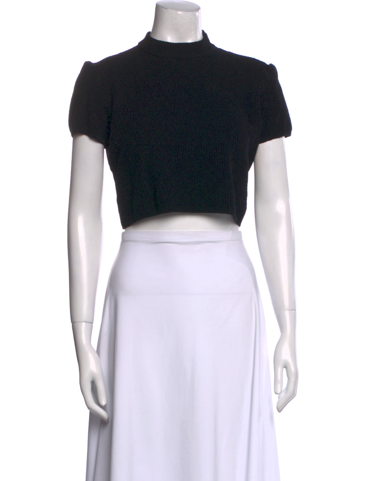 St. John Wool Mock Neck Crop Top