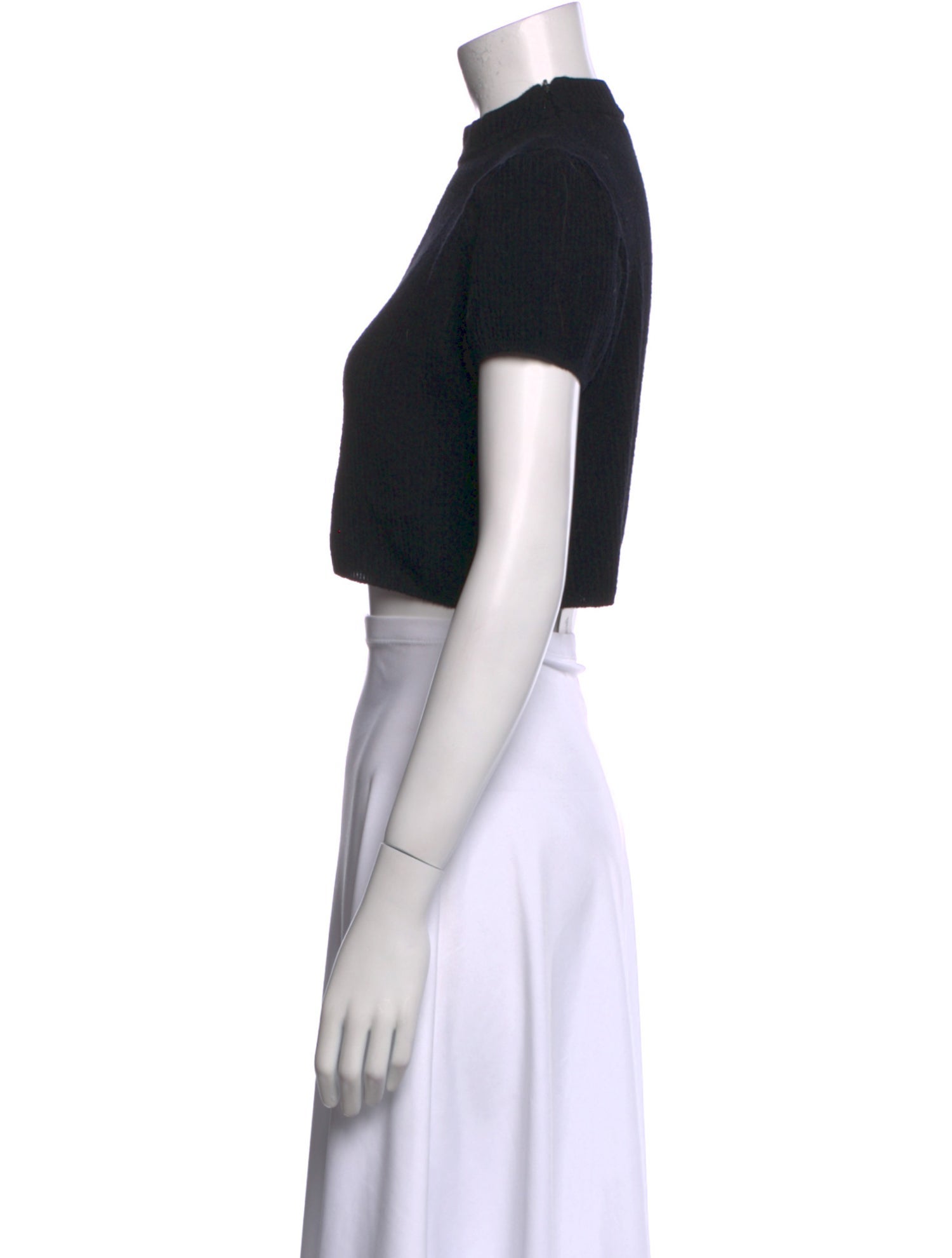 St. John Wool Mock Neck Crop Top
