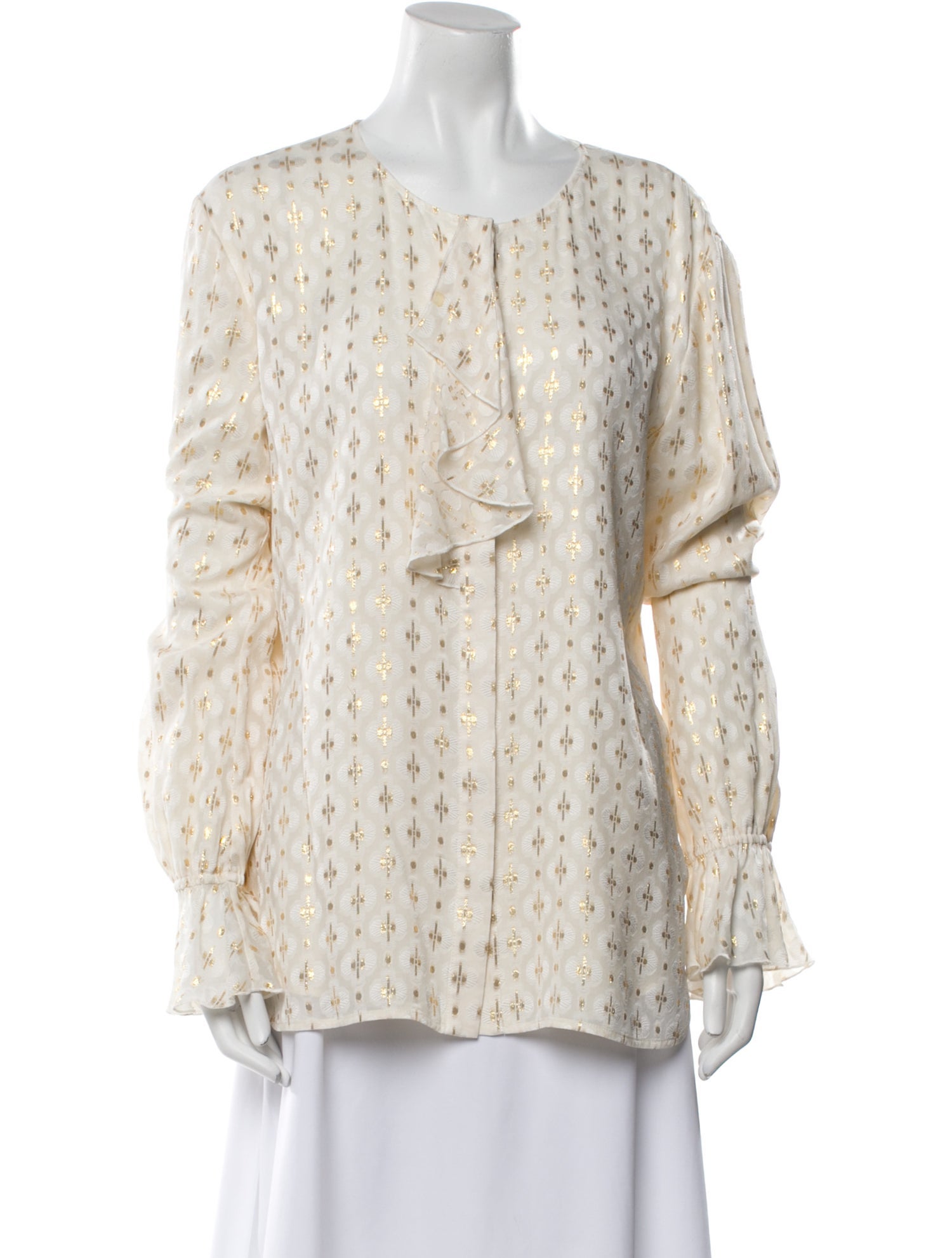 St. John Printed Scoop Neck Blouse