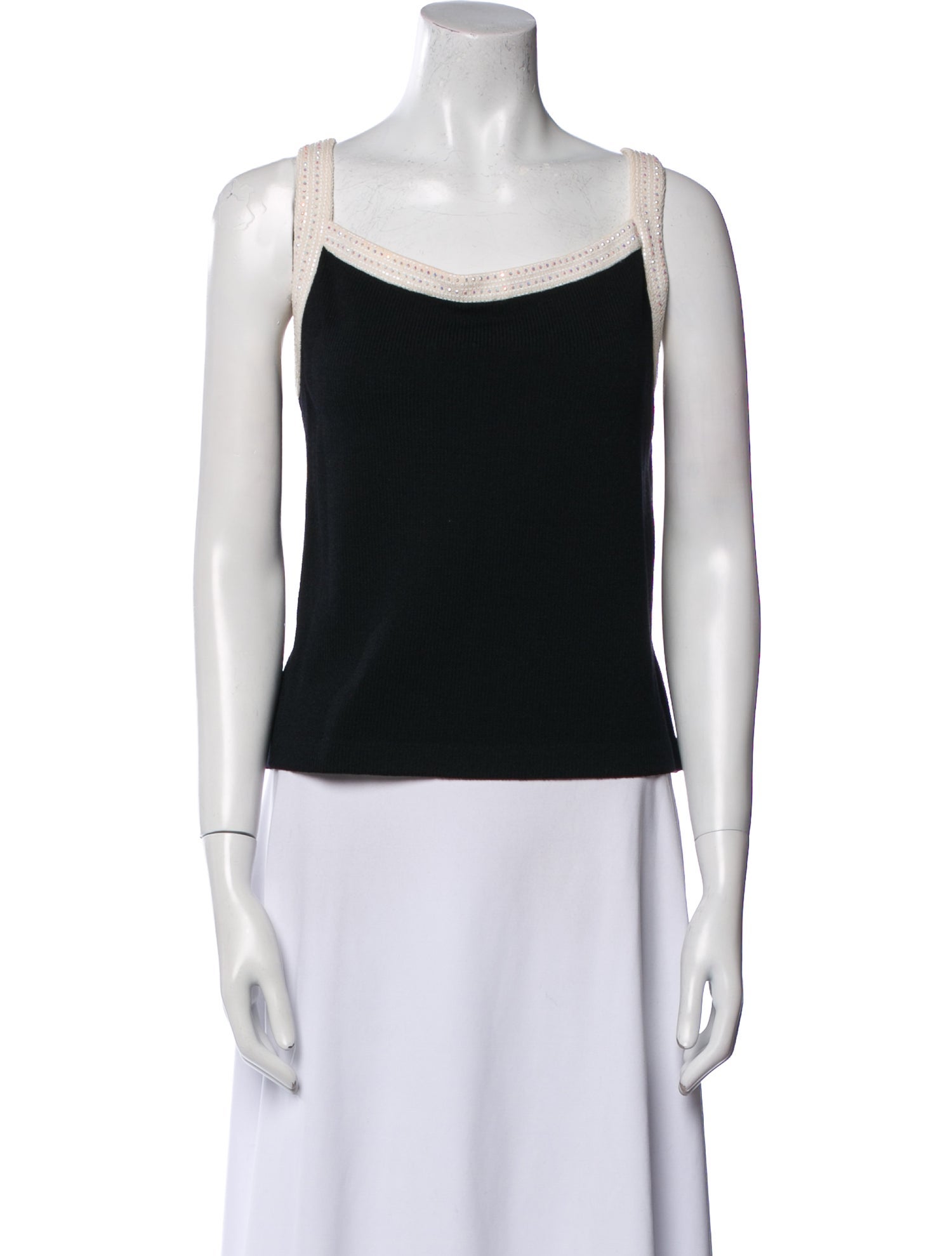 St. John Square Neckline Sleeveless Top
