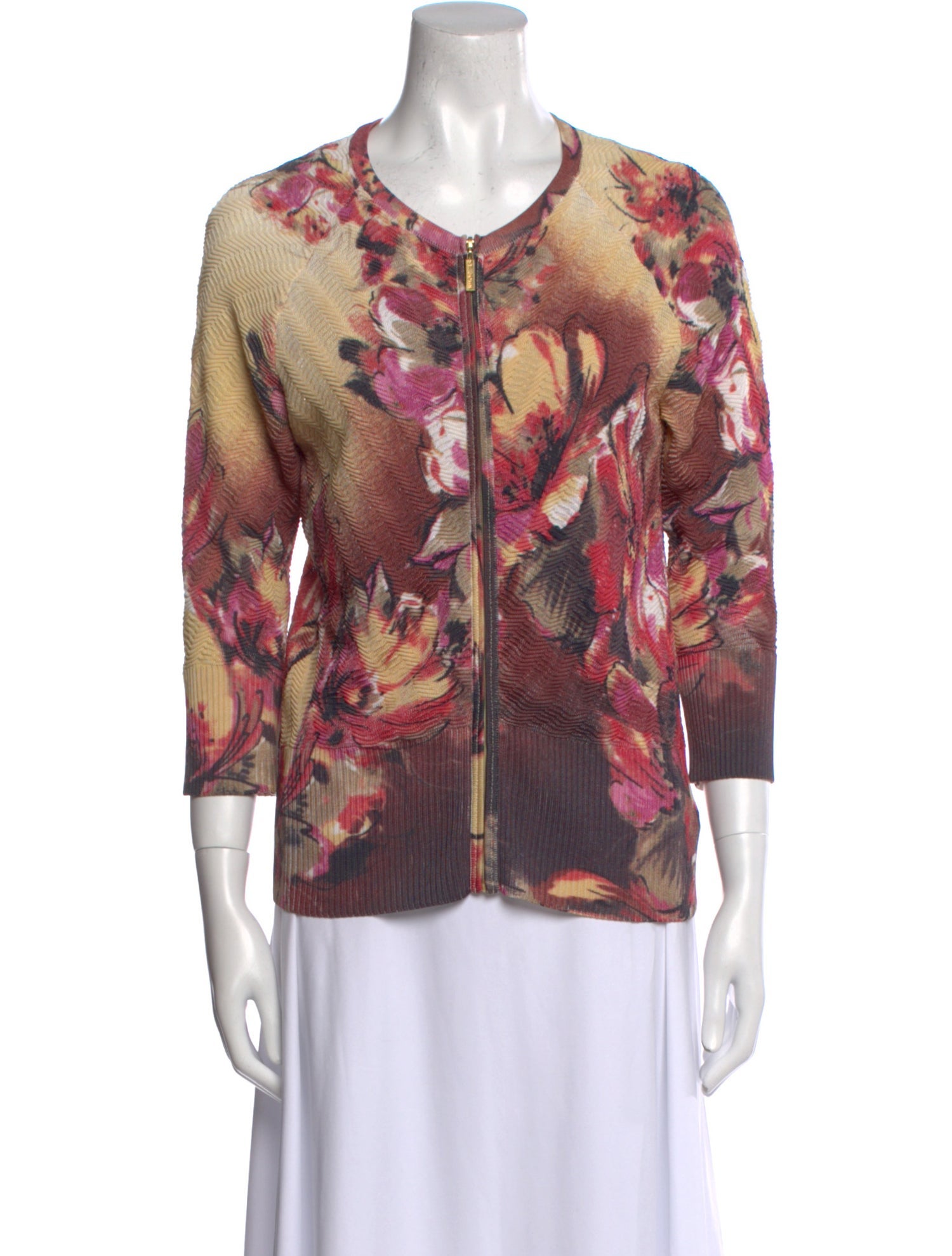 St. John Floral Print Scoop Neck Sweater