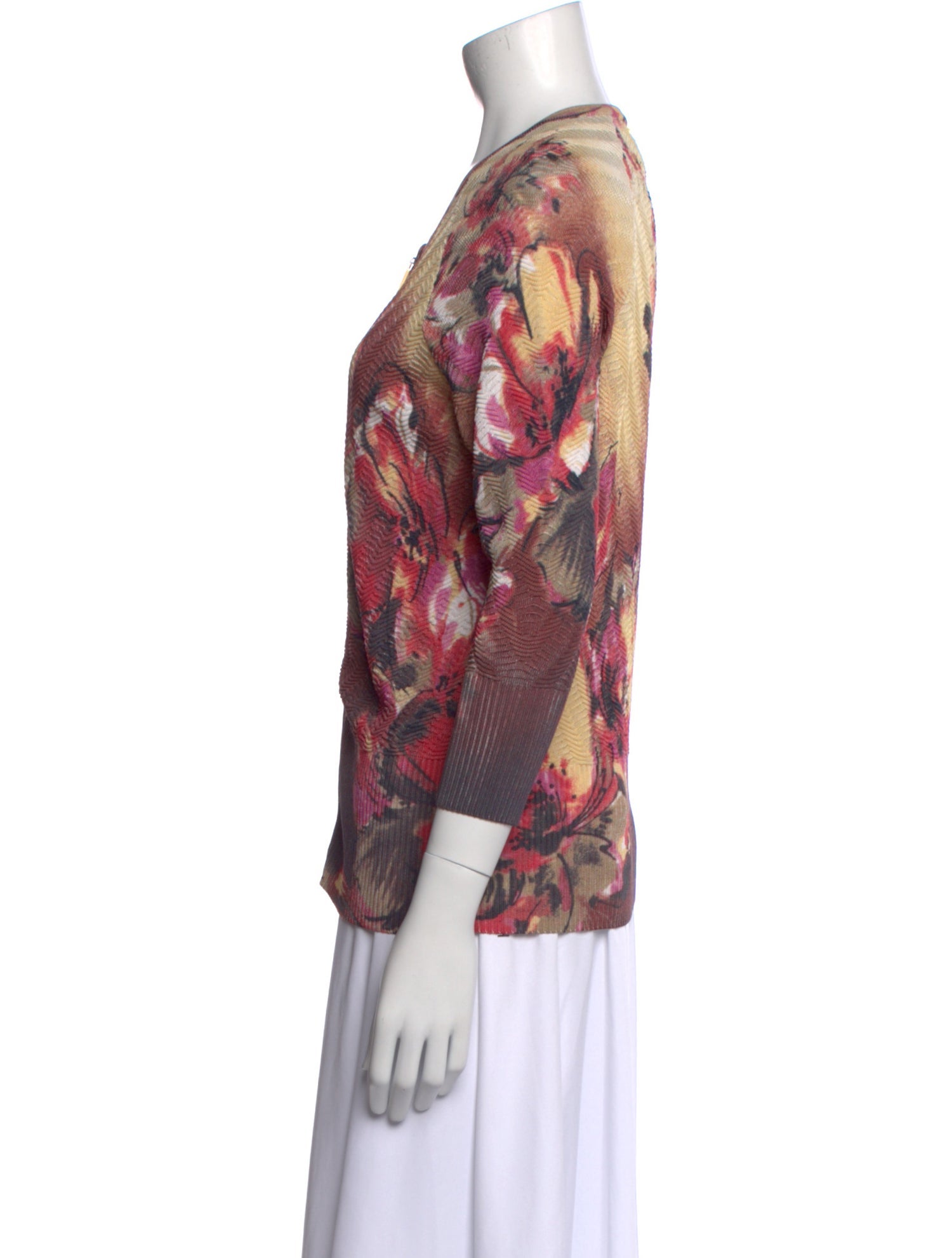 St. John Floral Print Scoop Neck Sweater