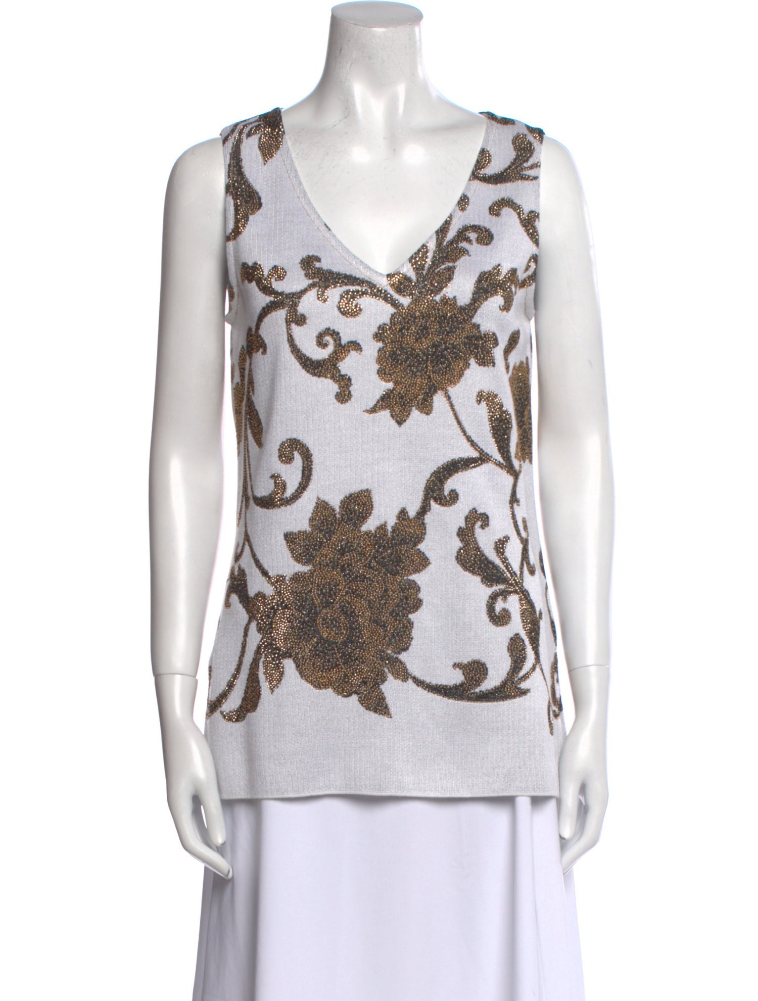 St. John Printed V-Neck Top