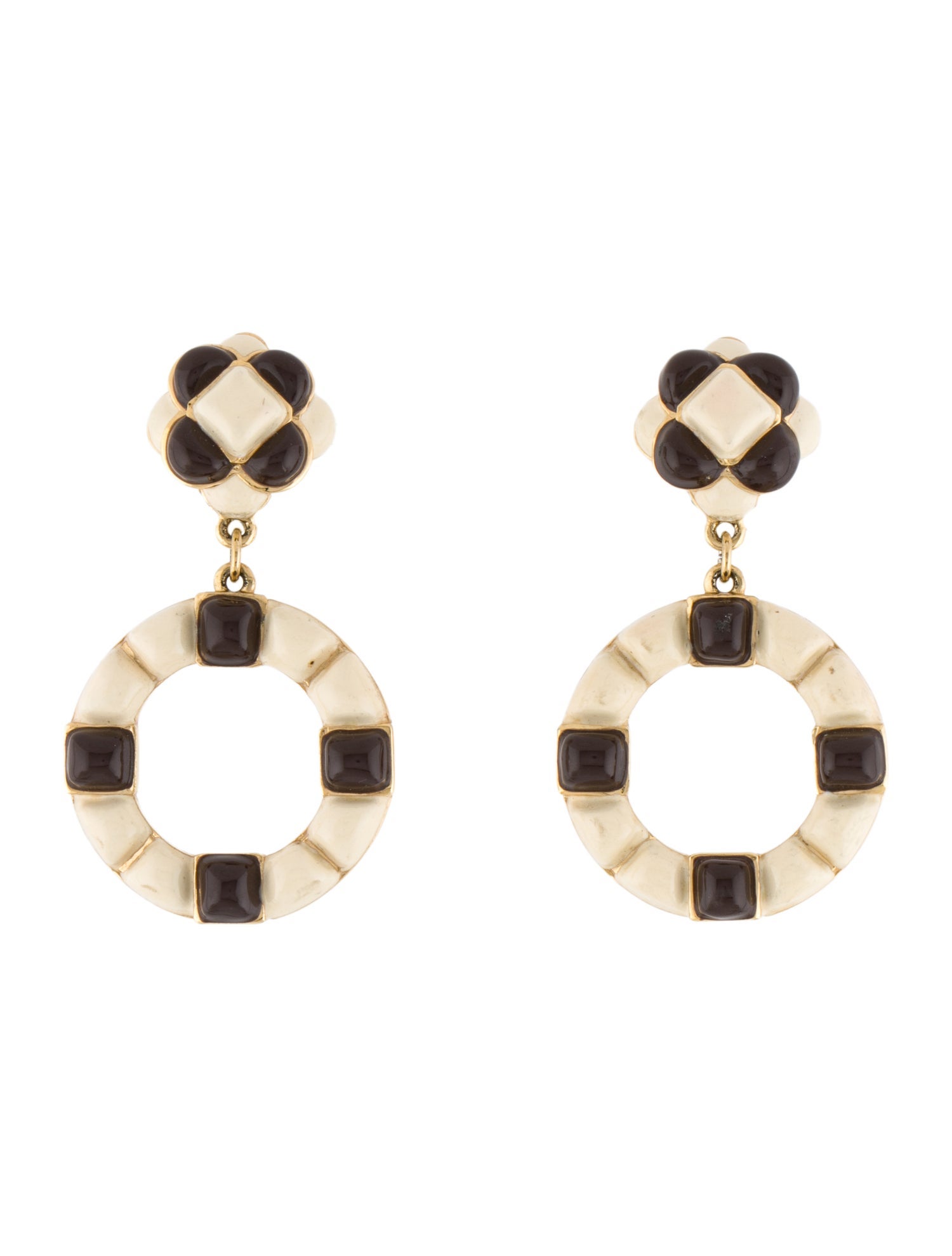 St. John Enamel Clip-On Drop Earrings