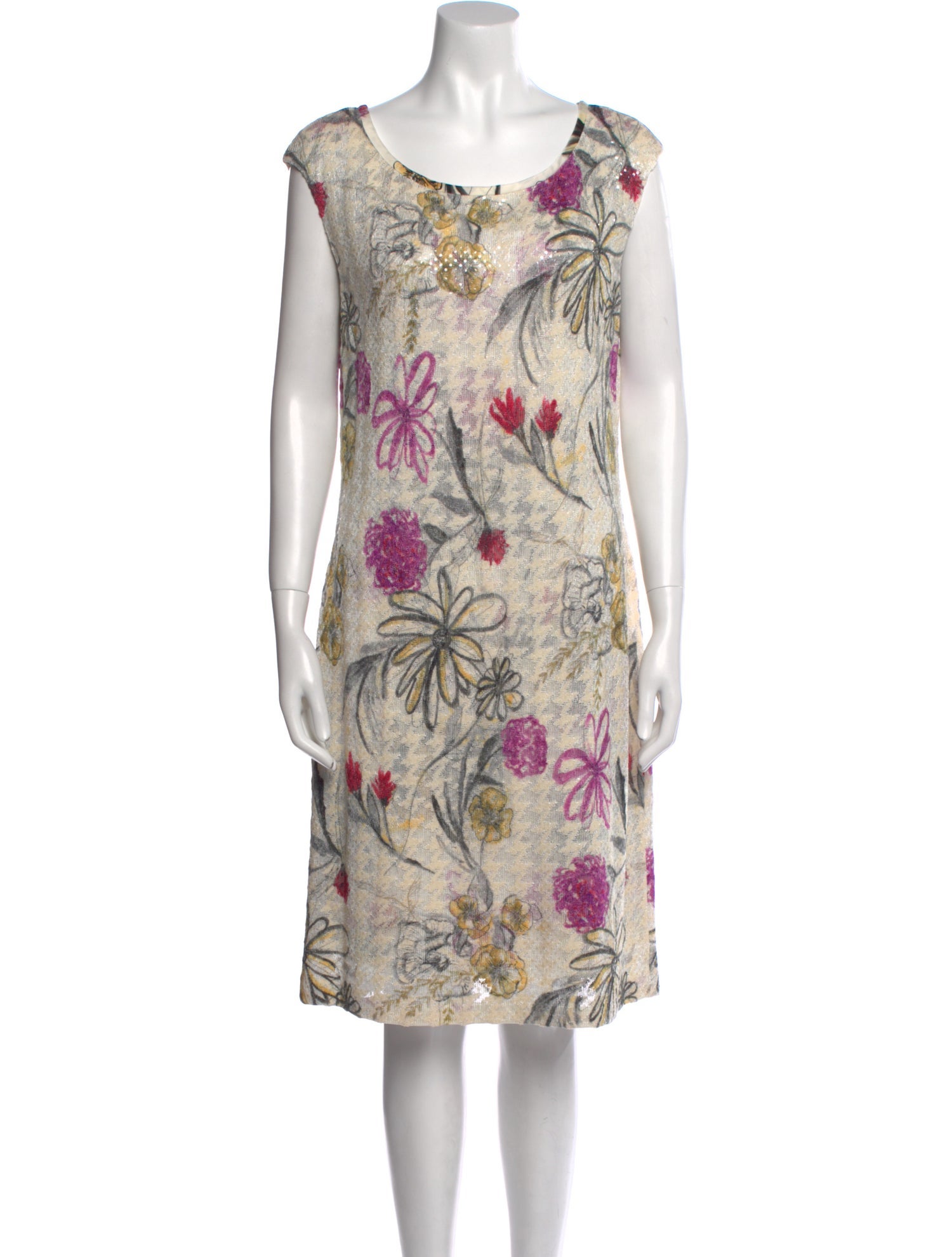 St. John Couture Floral Print Knee-Length Dress