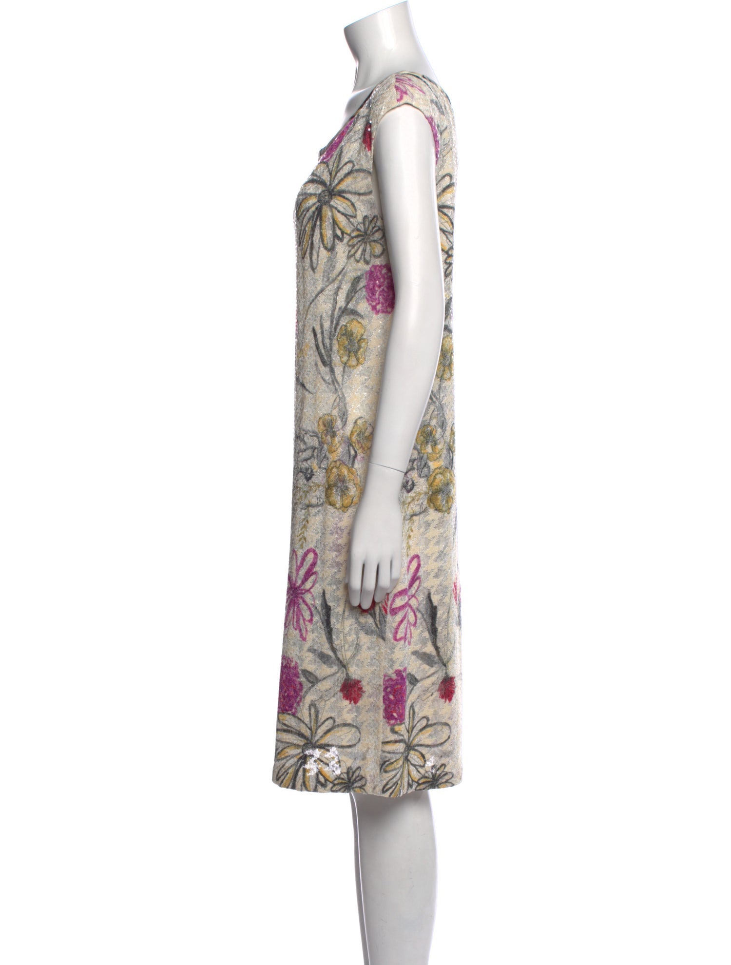 St. John Couture Floral Print Knee-Length Dress