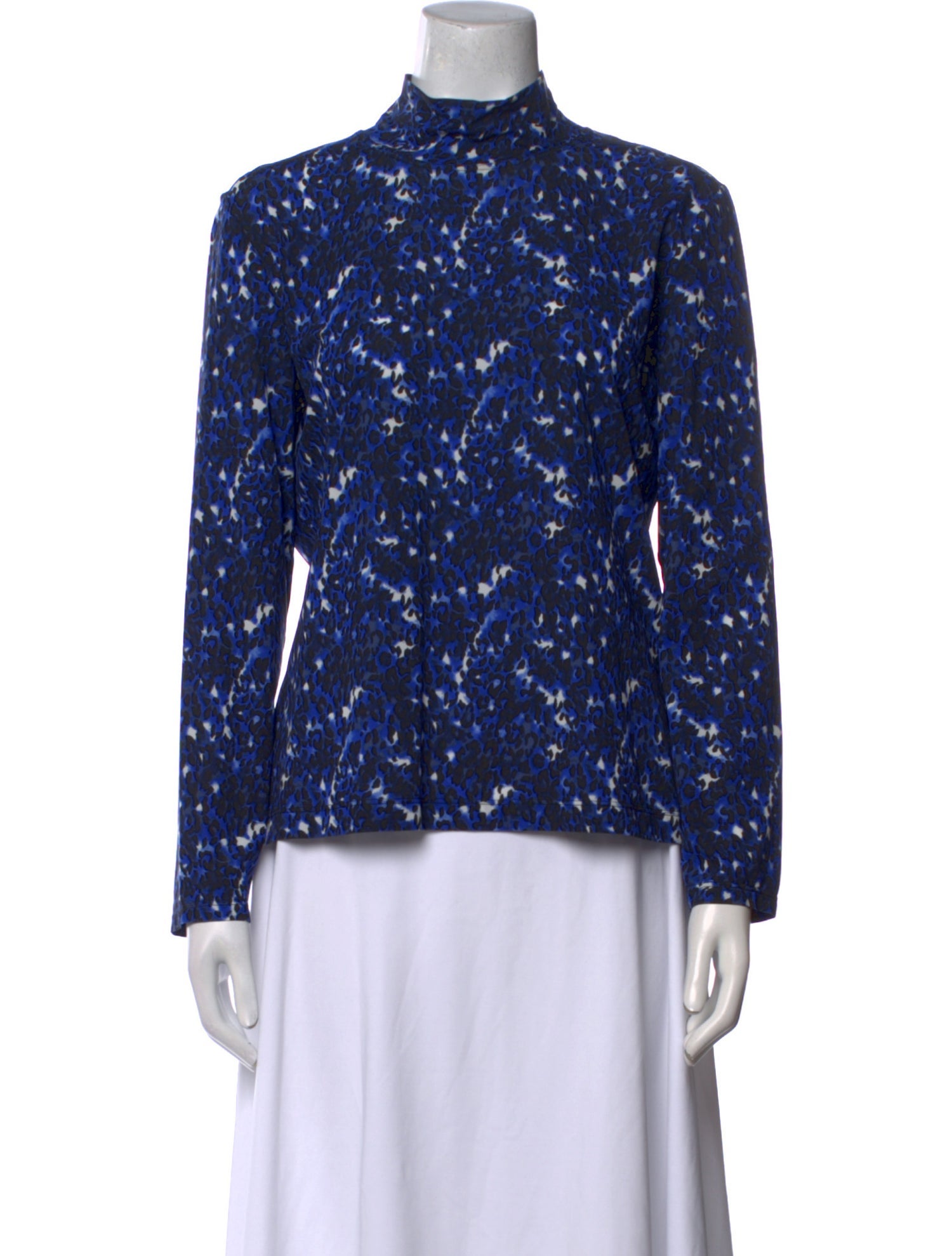 St. John Printed Mock Neck Blouse