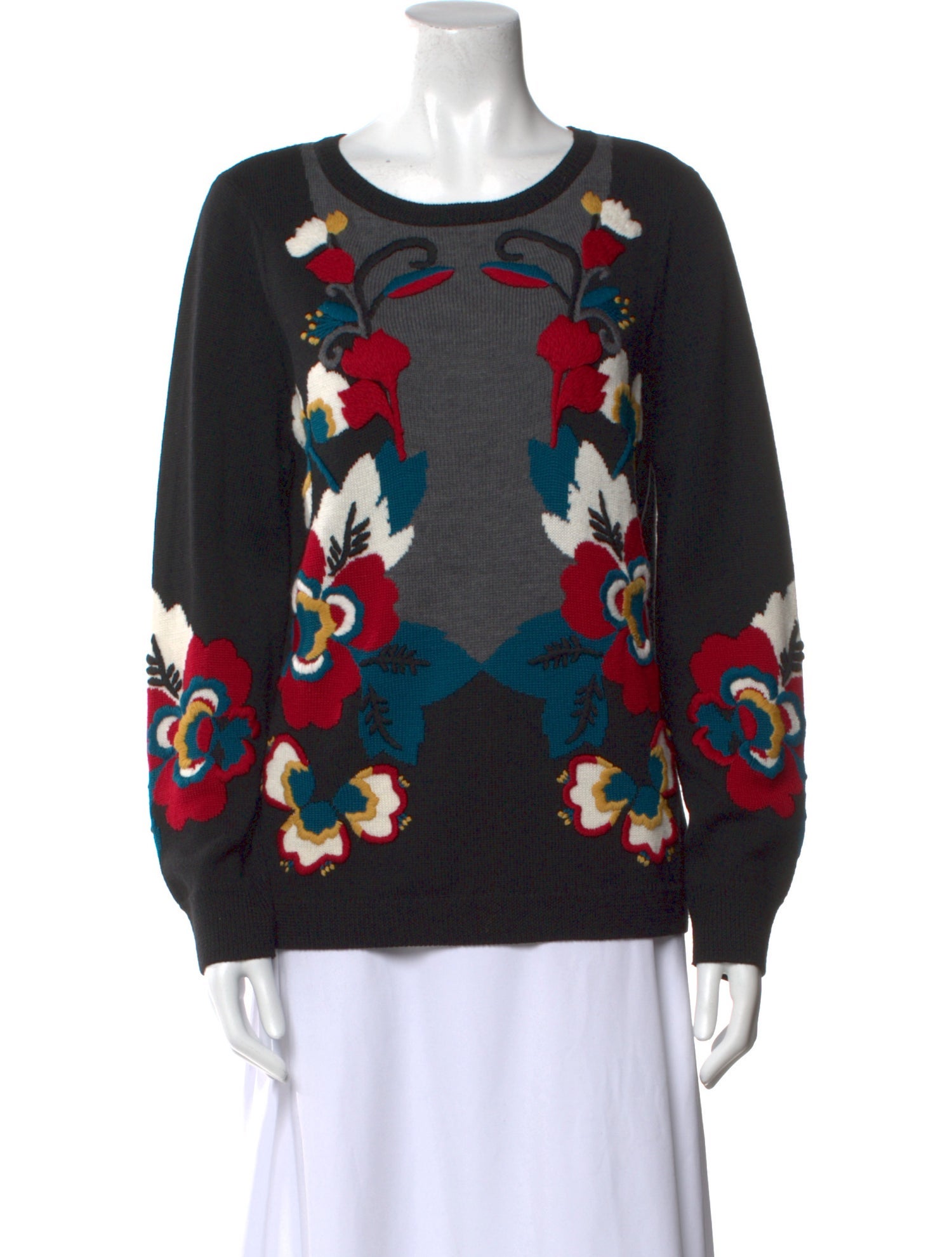 St. John Wool Floral Print Sweater