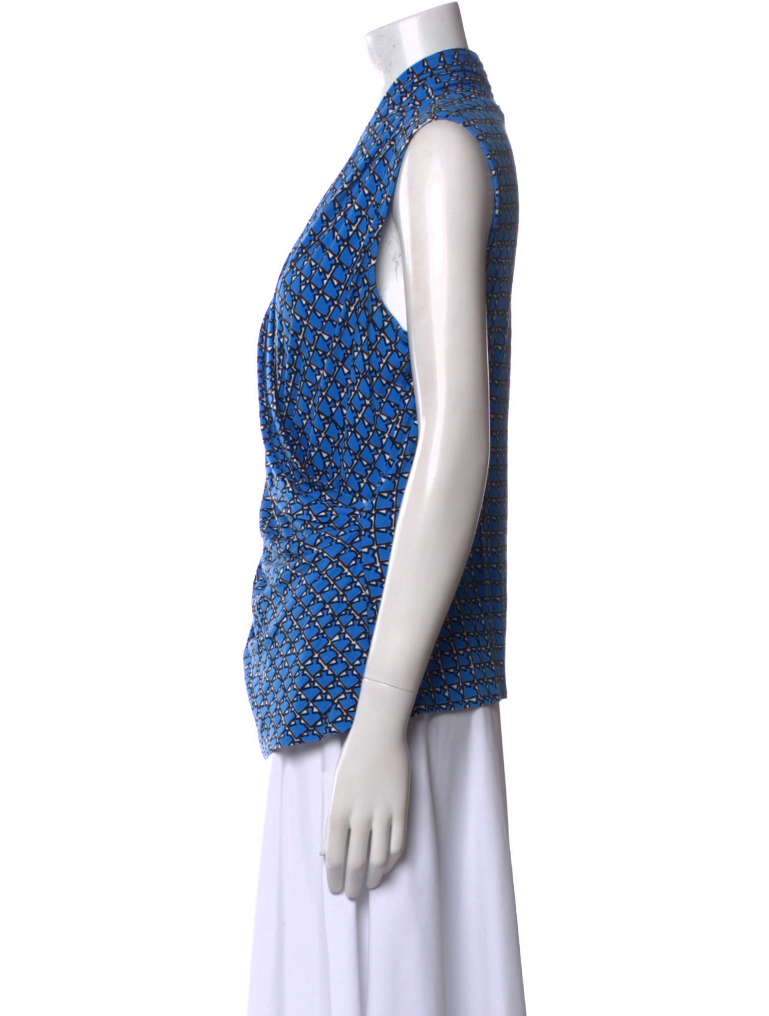 St. John Printed Cowl Neck Blouse