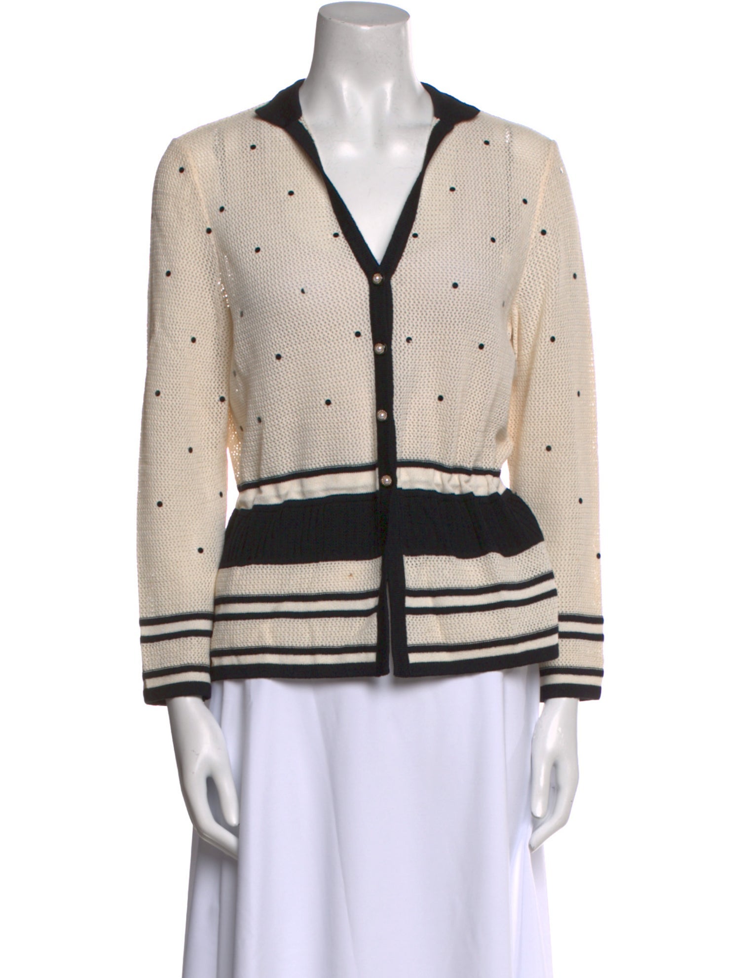 St. John Crochet Striped Sweater