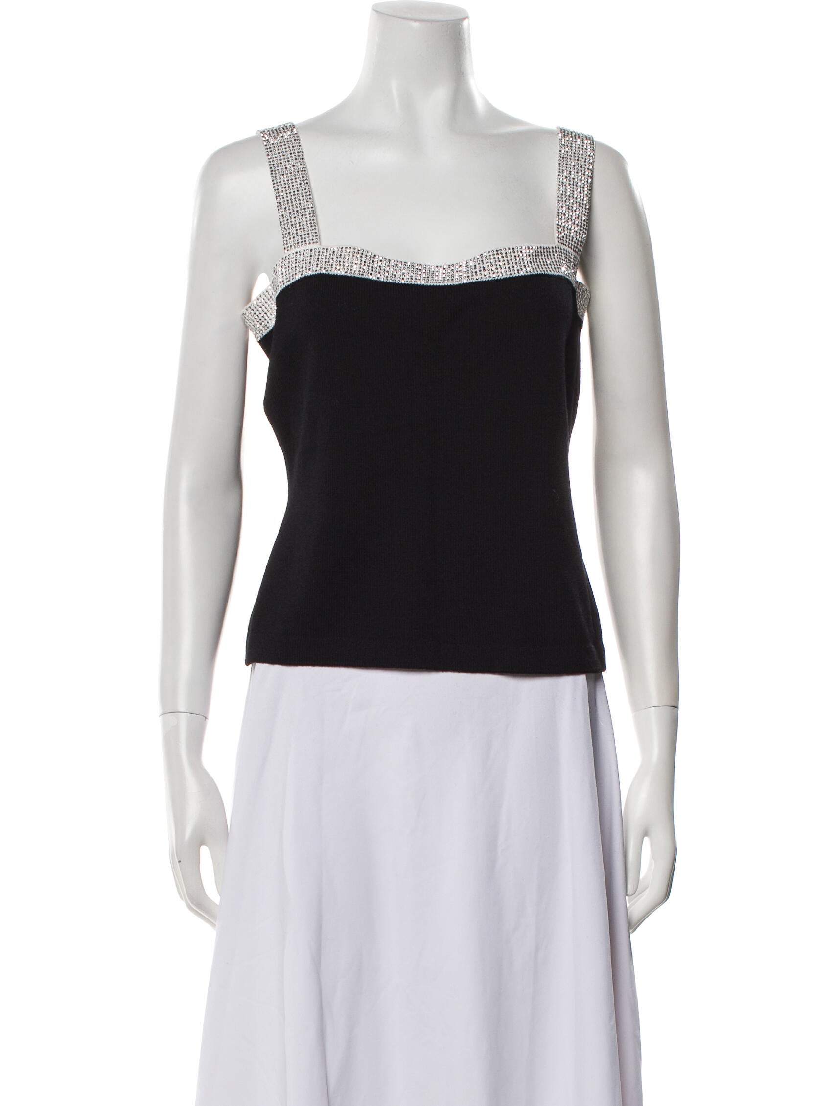 St. John Square Neckline Sleeveless Top