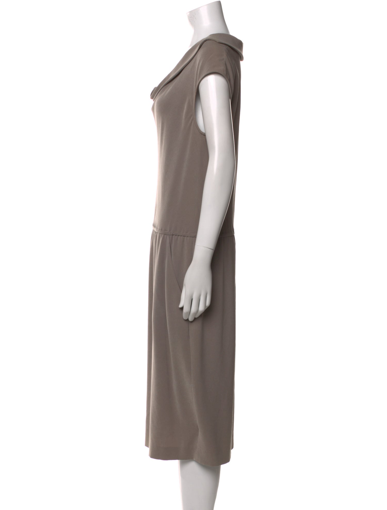 St. John Cowl Neck Midi Length Dress