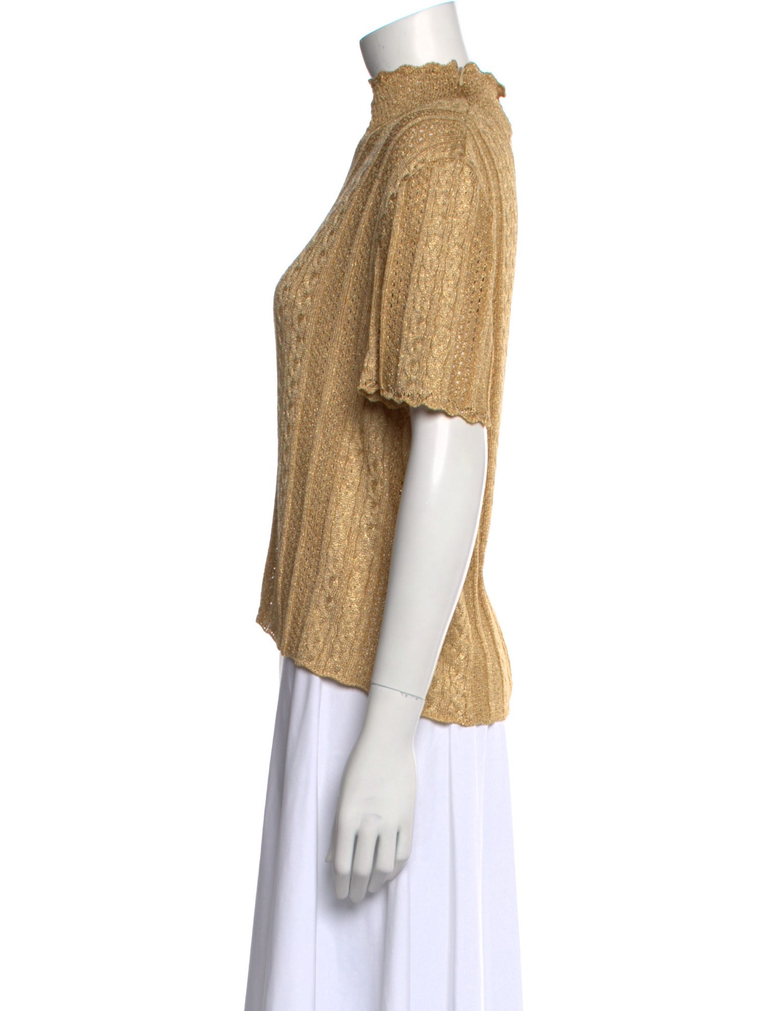 St. John Mock Neck Short Sleeve Crop Top