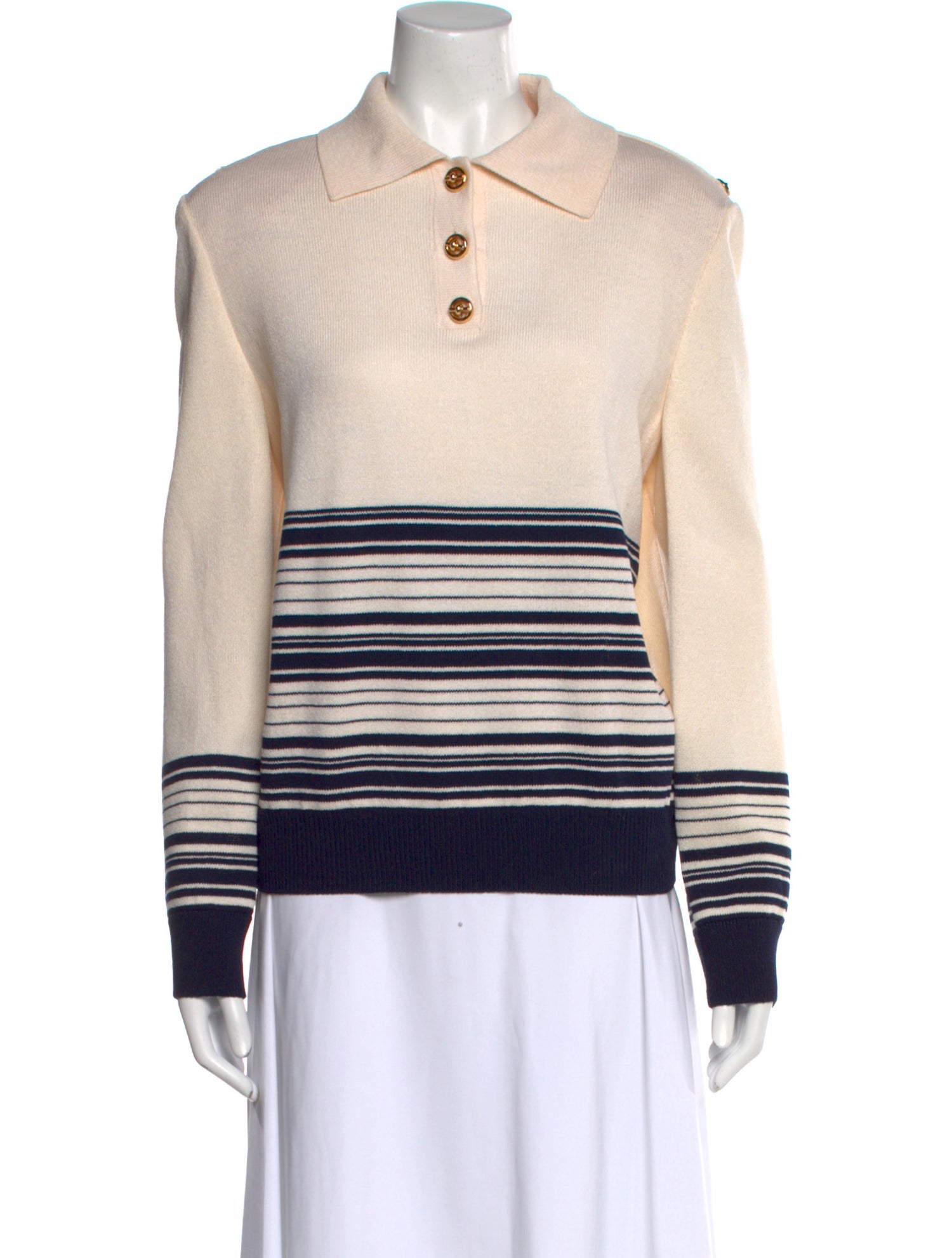 St. John Striped Mock Neck Sweater