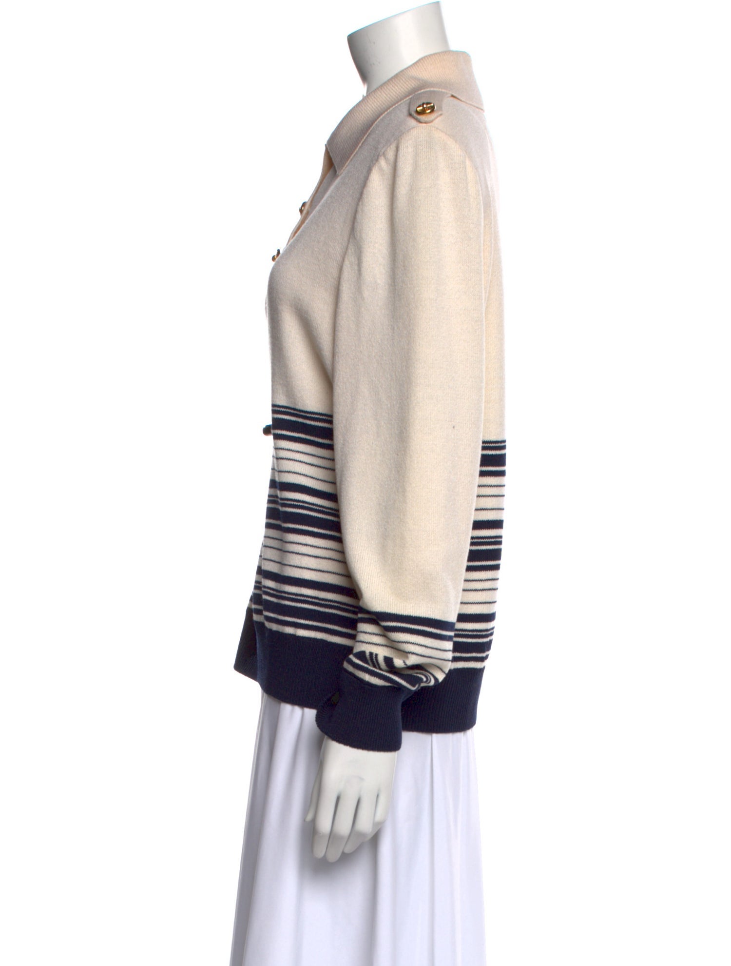 St. John Striped Mock Neck Sweater