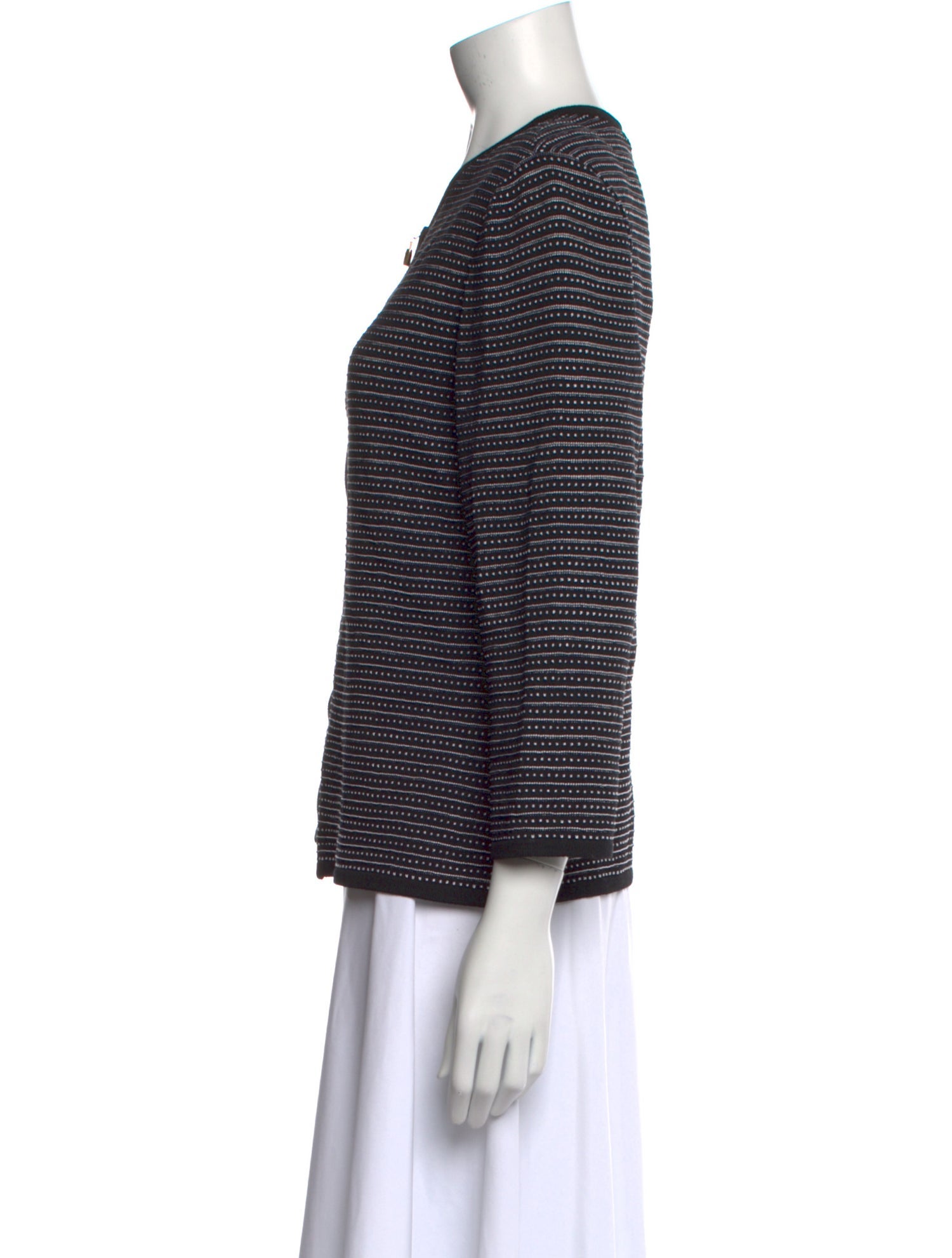 St. John Striped Scoop Neck Sweater