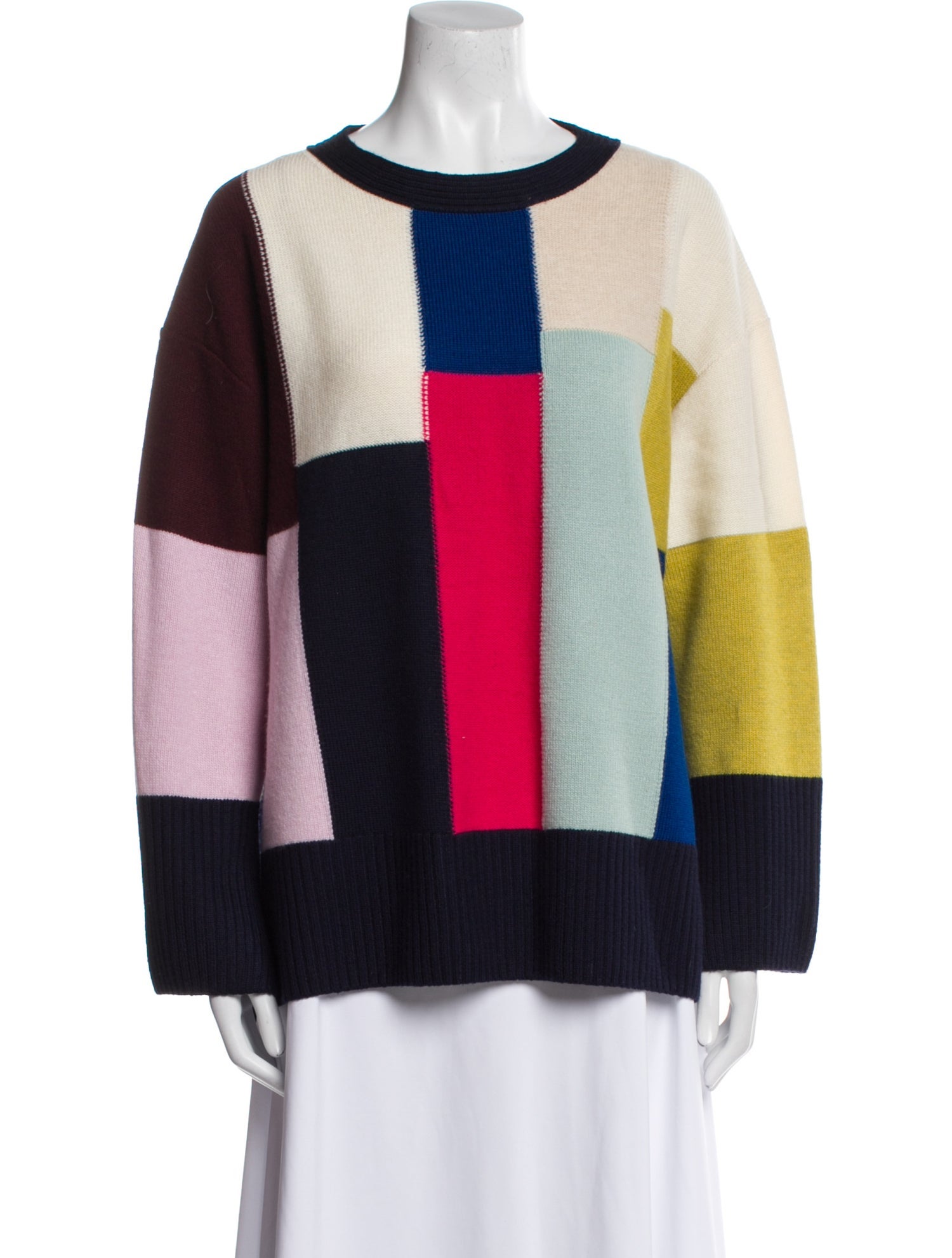 St. John Wool Colorblock Pattern Sweater