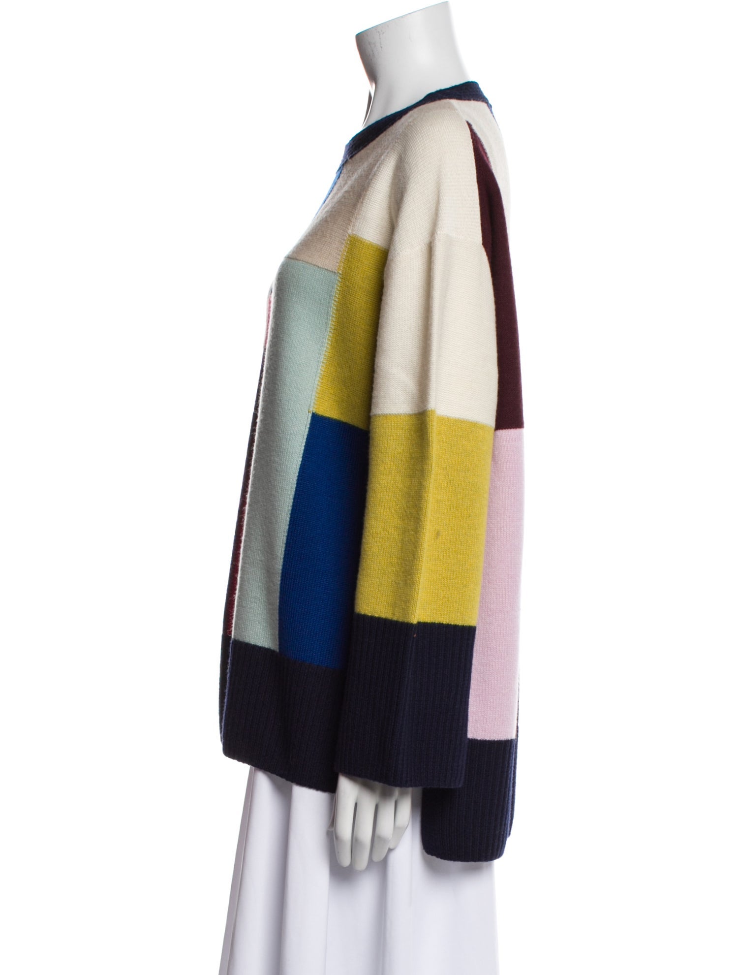 St. John Wool Colorblock Pattern Sweater