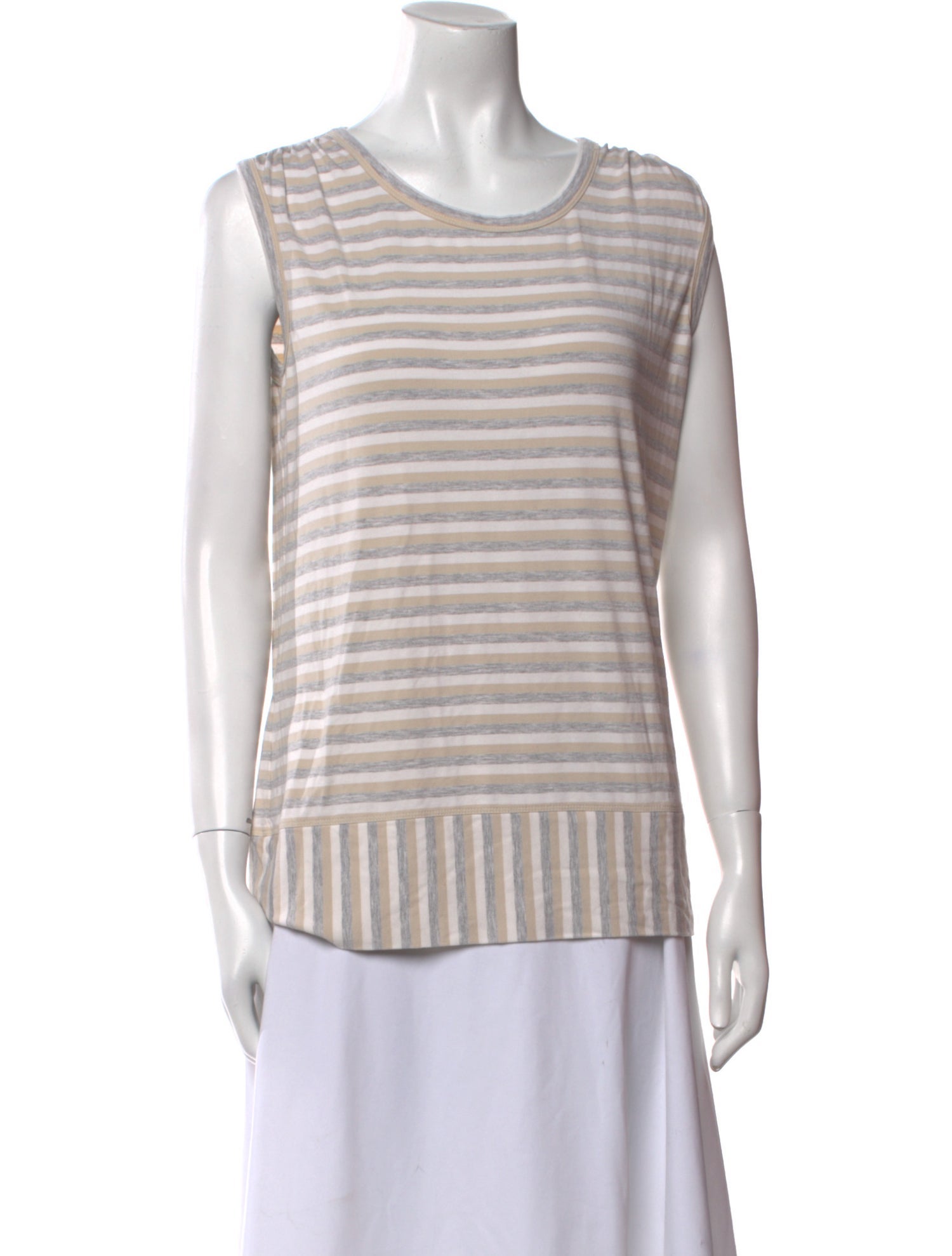 St. John Striped Scoop Neck Top