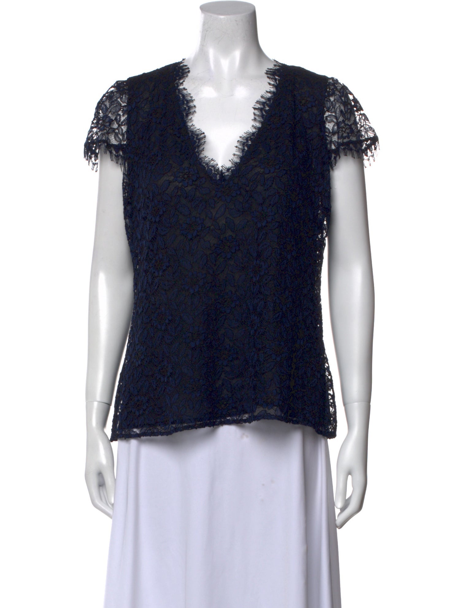 St. John Lace Pattern V-Neck Blouse