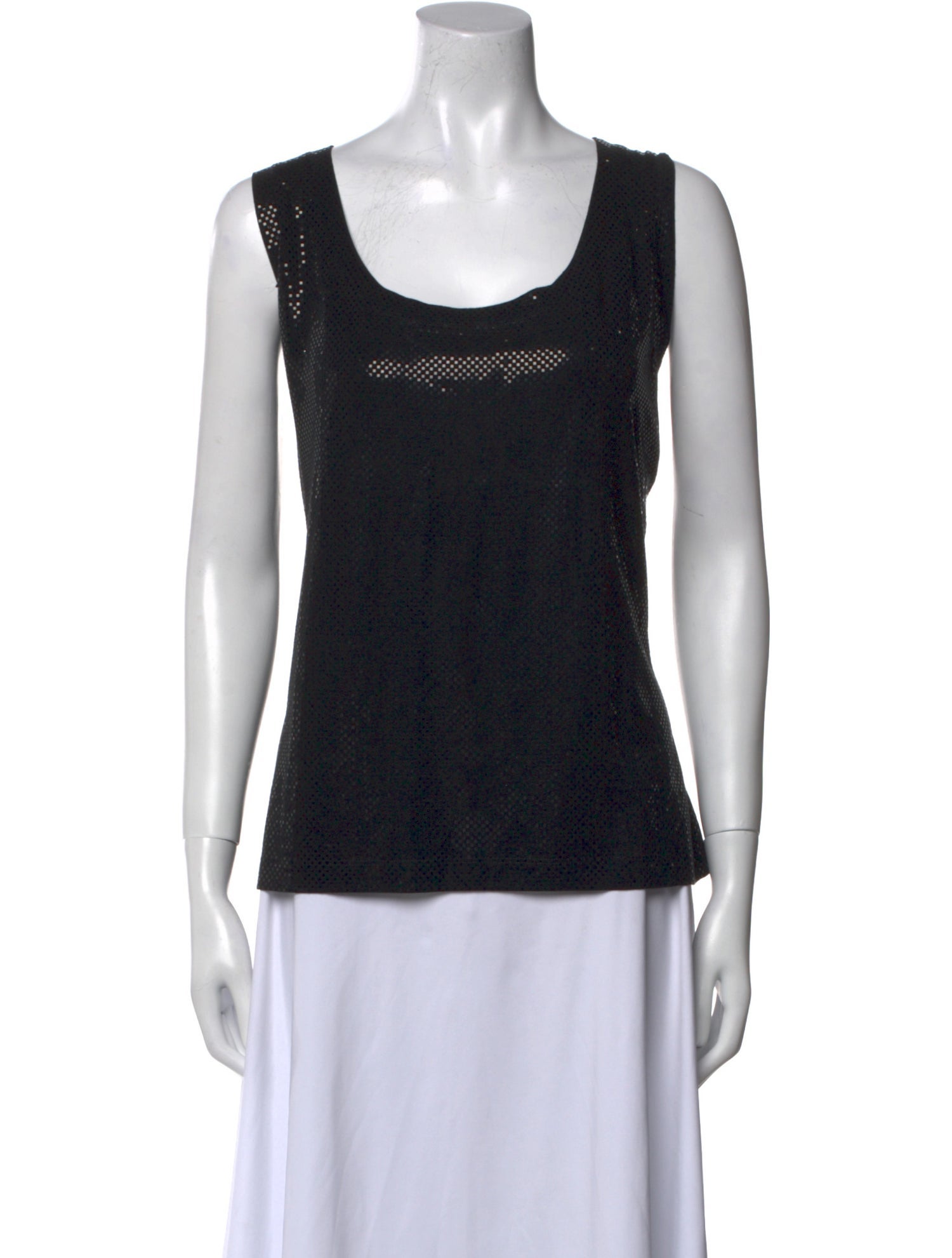 St. John Caviar Scoop Neck Sleeveless Top