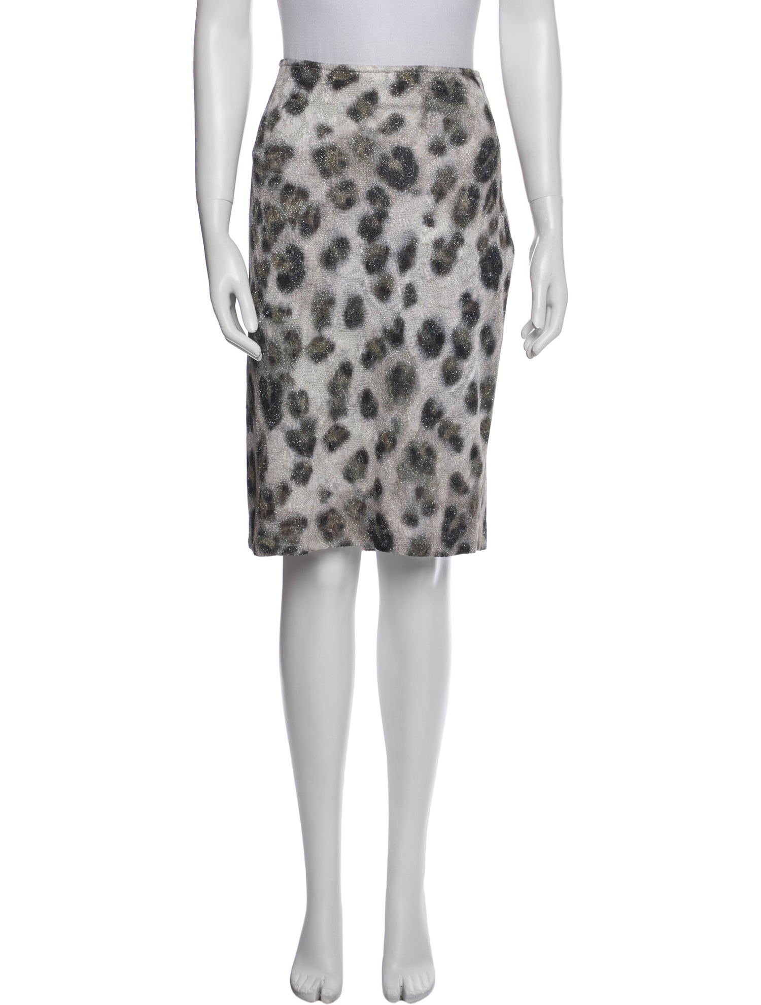 St. John Animal Print Knee-Length Skirt