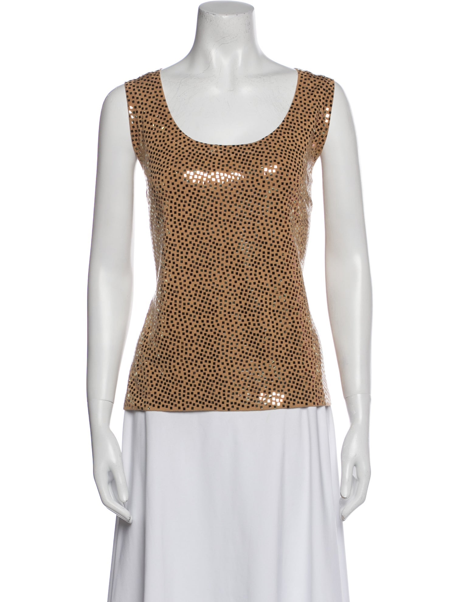 St. John Printed Scoop Neck Top