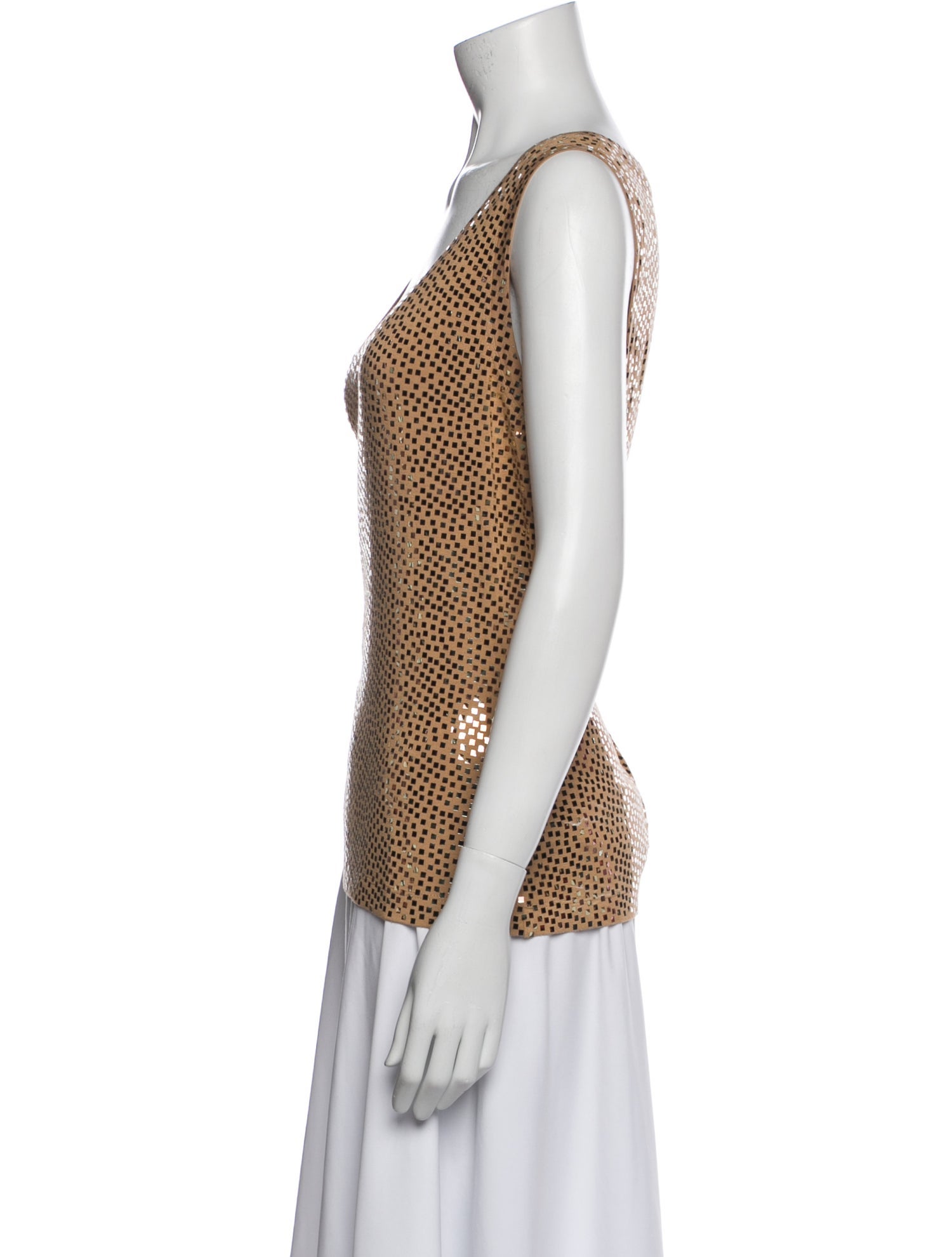 St. John Printed Scoop Neck Top