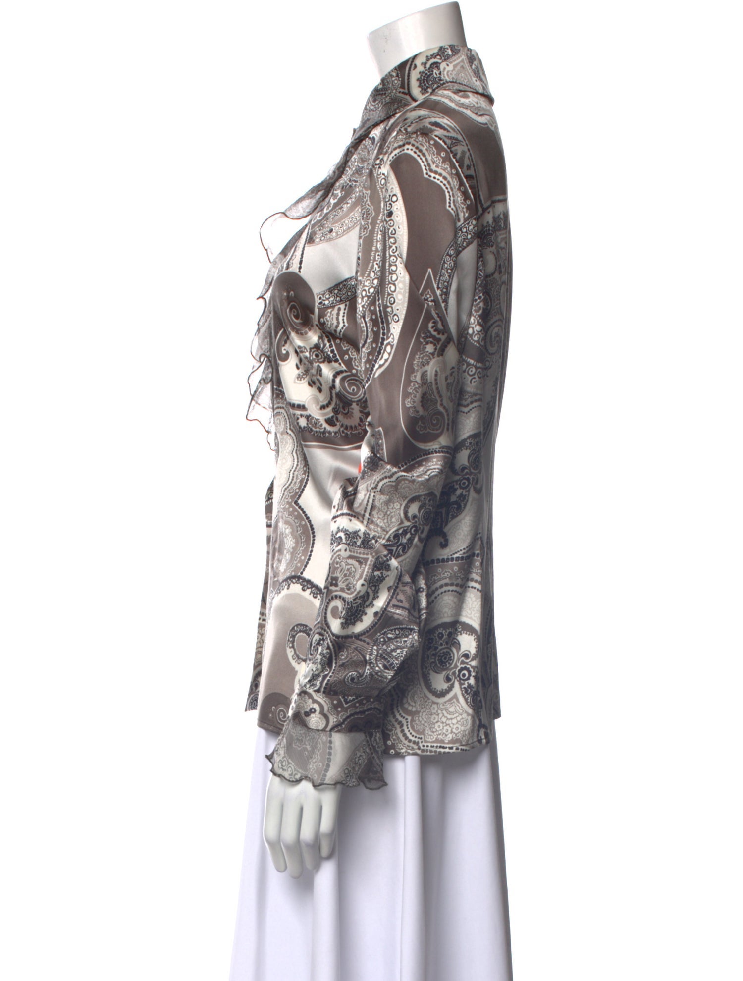 St. John Silk Printed Button-Up Top