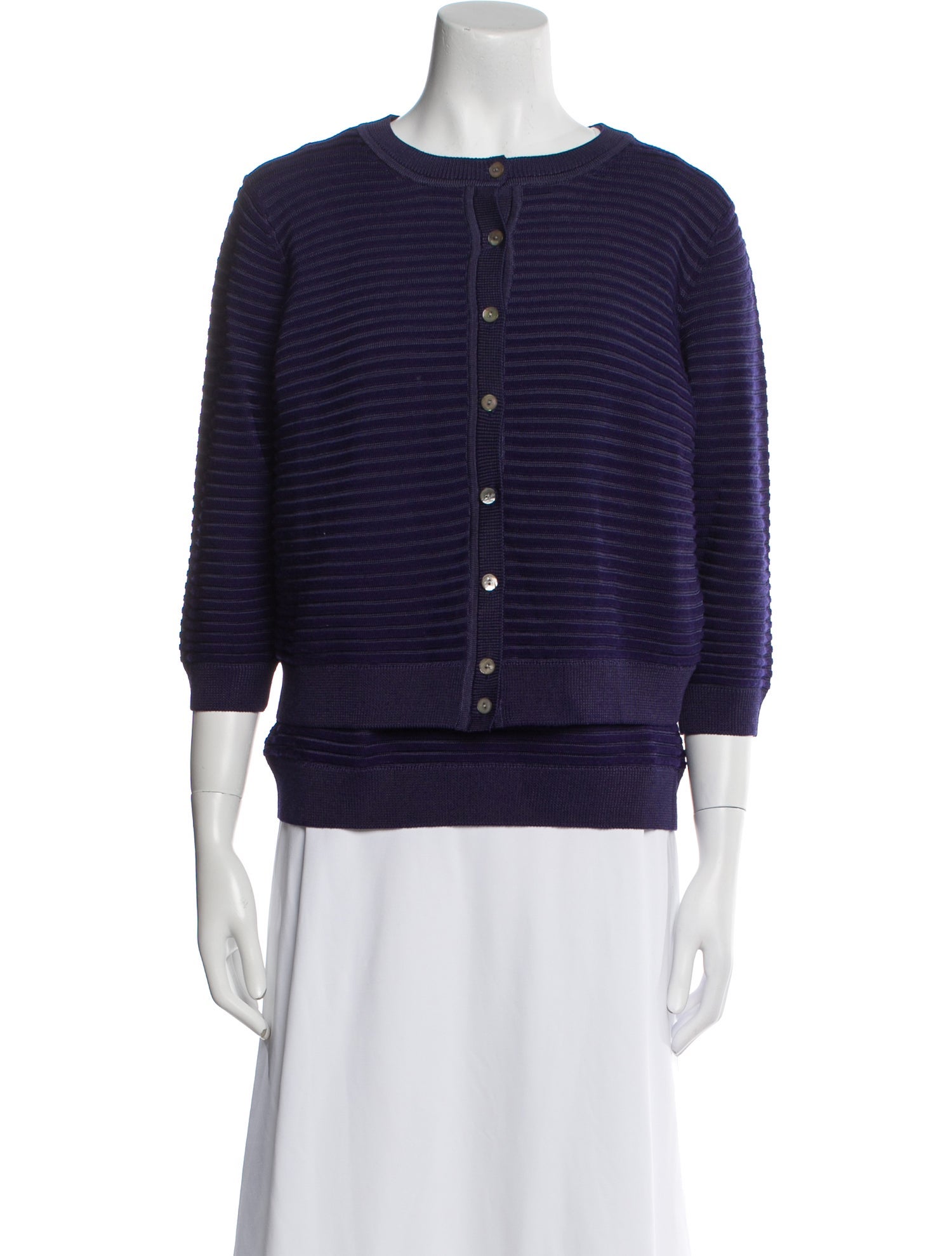 St. John Striped Crew Neck Sweater